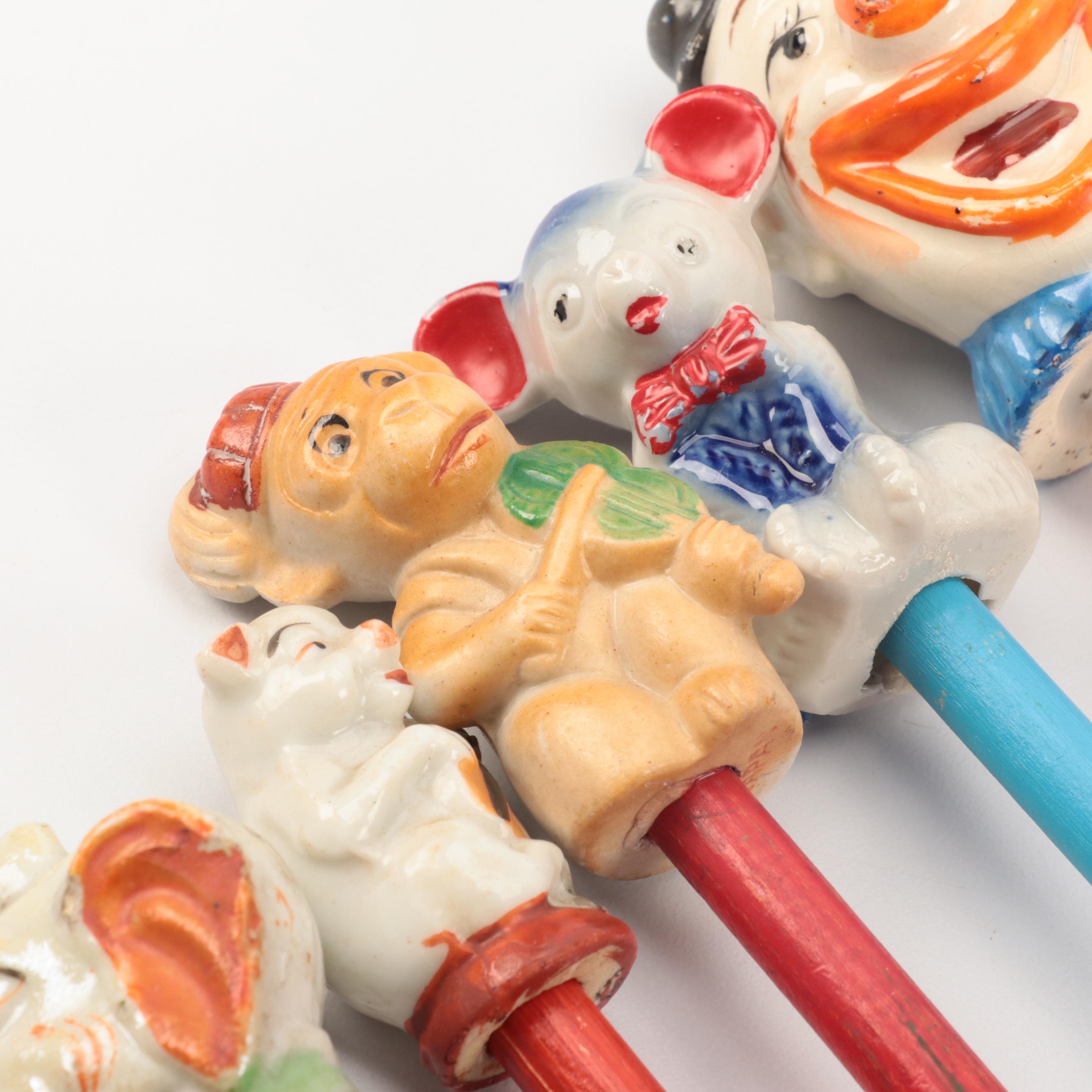 Elephant, Monkey, Pig, and More Carnival Cane Sticks, Early to Mid-20th Century