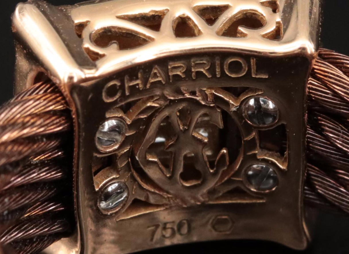 Charriol 18K 0.14K Diamond Nautica Celtic Noir Chocolate Cable Ring