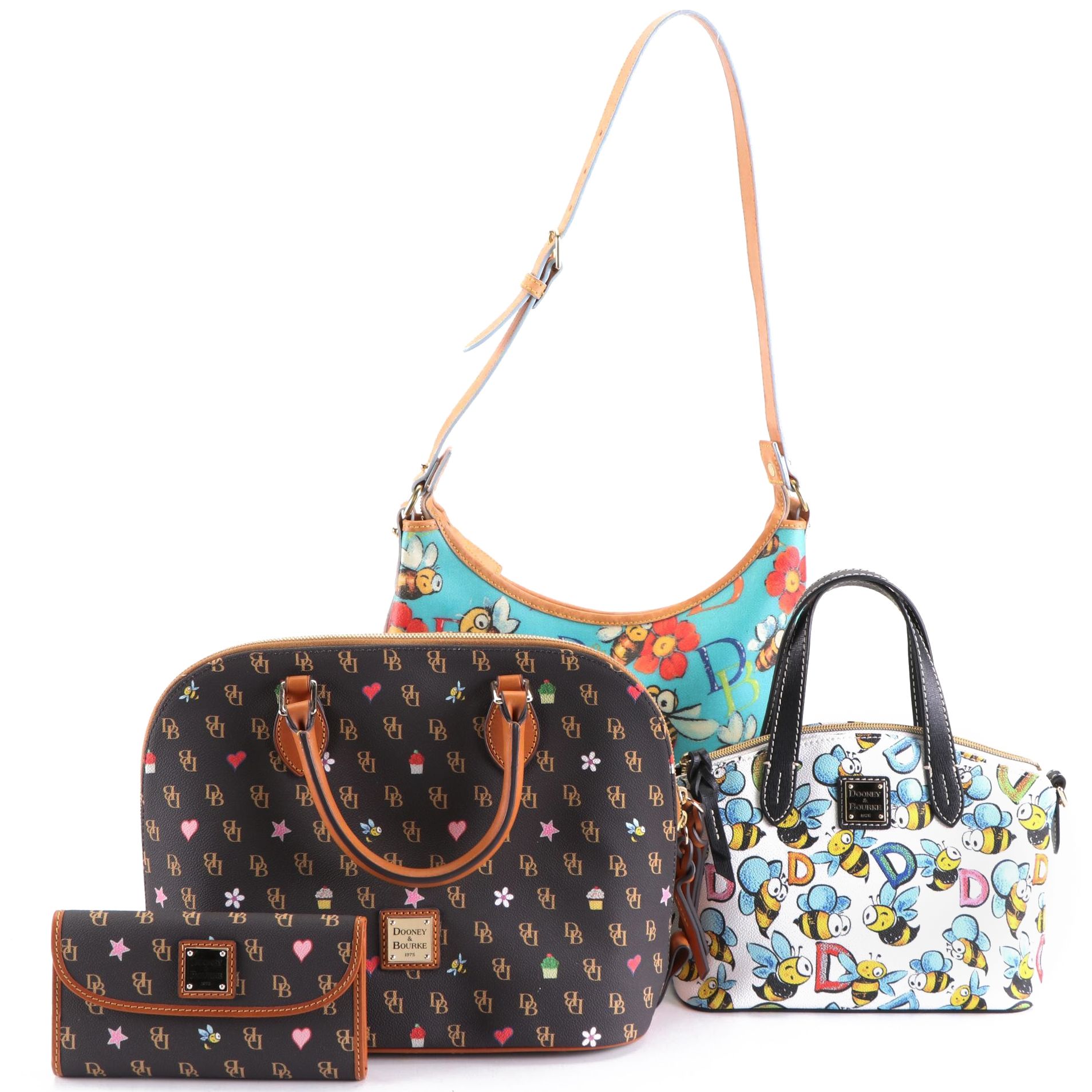 Dooney & Bourke Bumble Bee Motif Coated Canvas and Leather Bags
