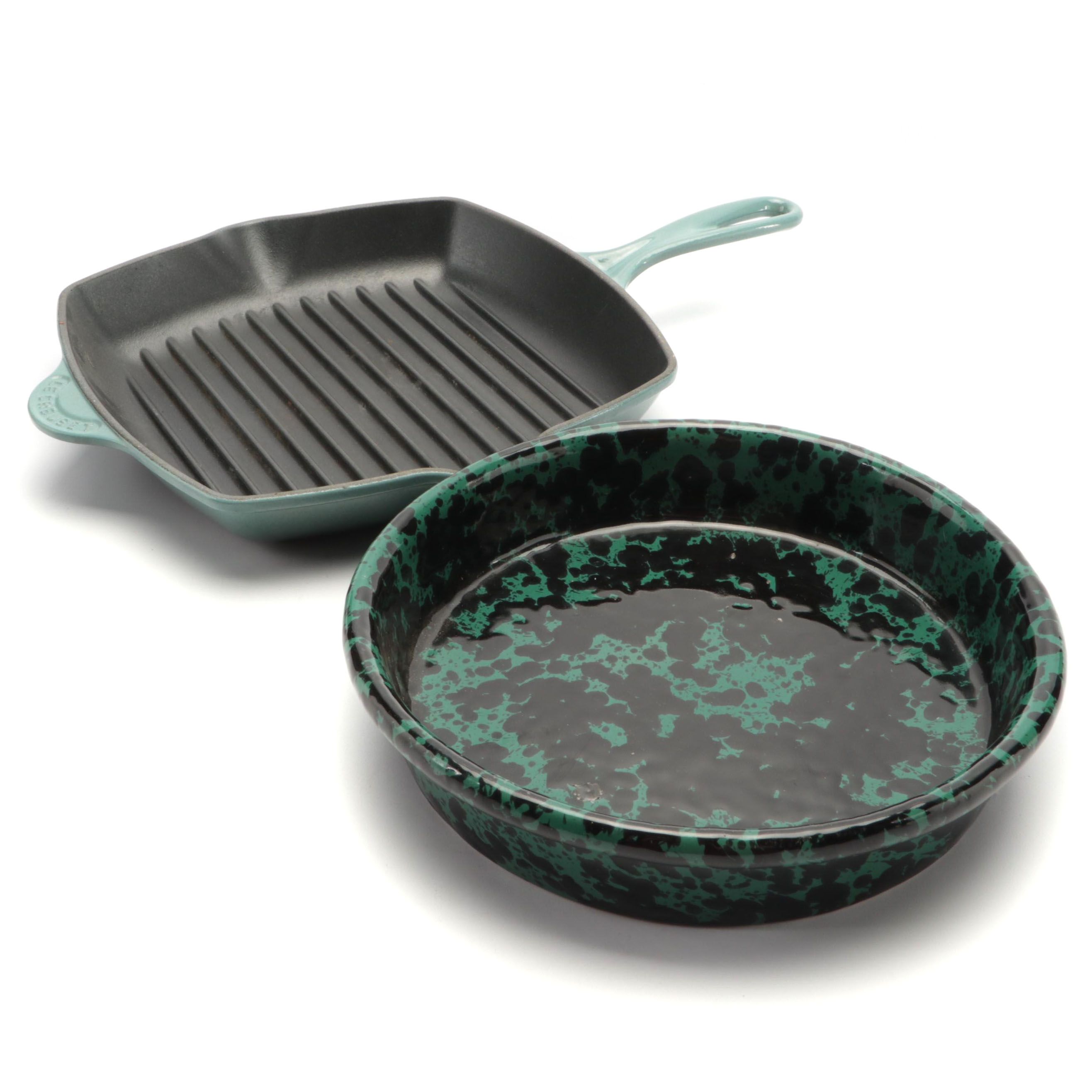 Le Creuset Enameled Cast Iron Skillet Grill with Ceramic Bowl