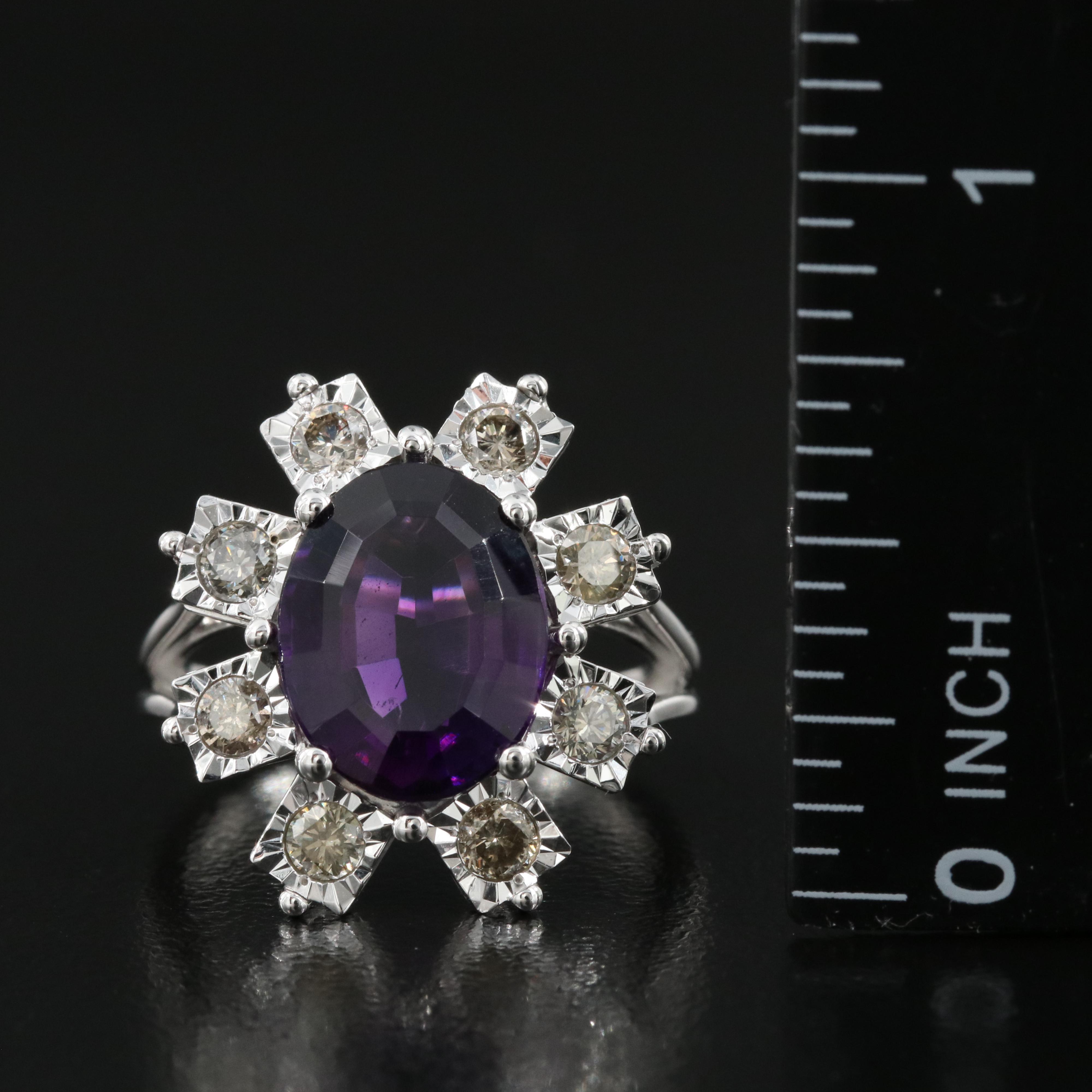 14K Amethyst and Diamond Ring