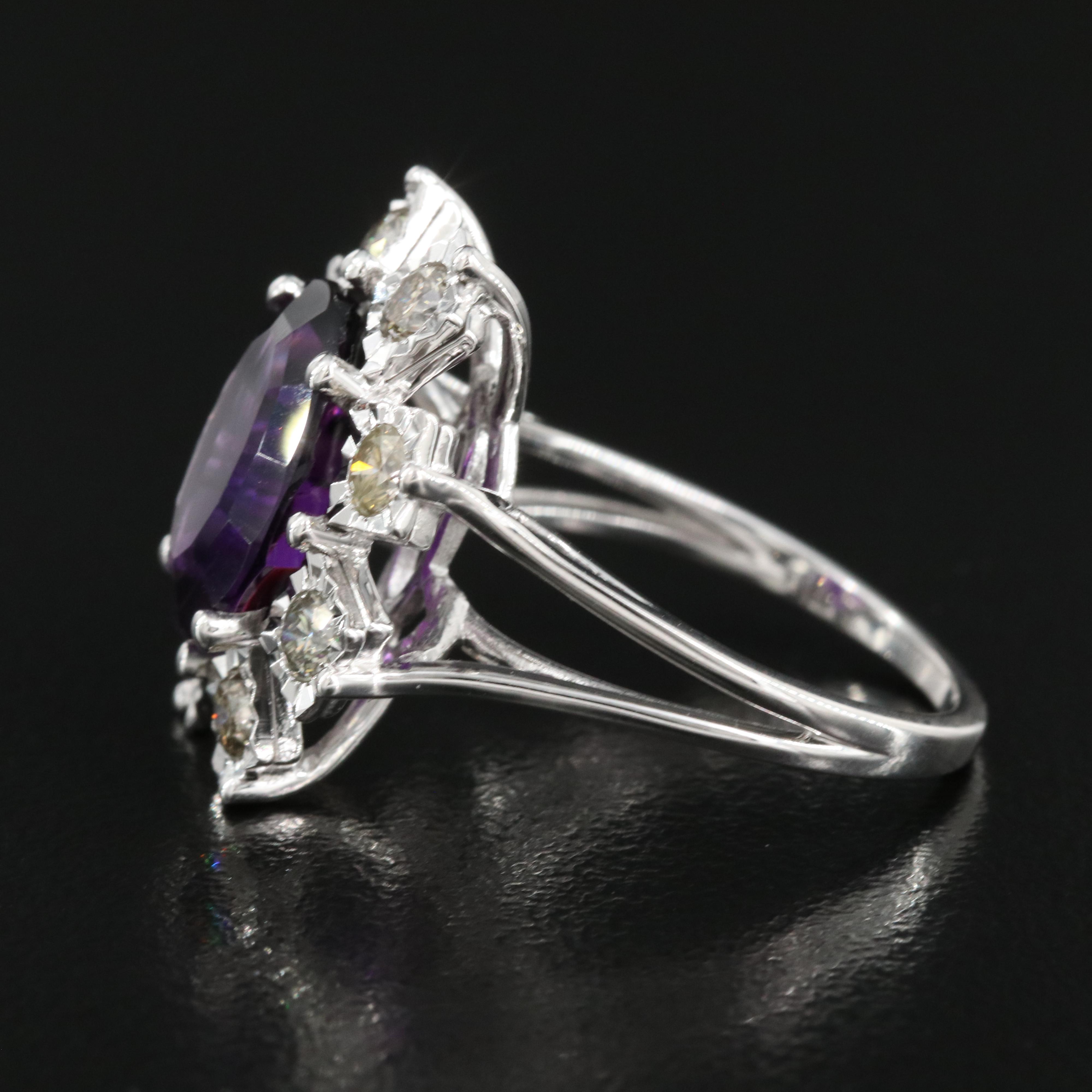 14K Amethyst and Diamond Ring