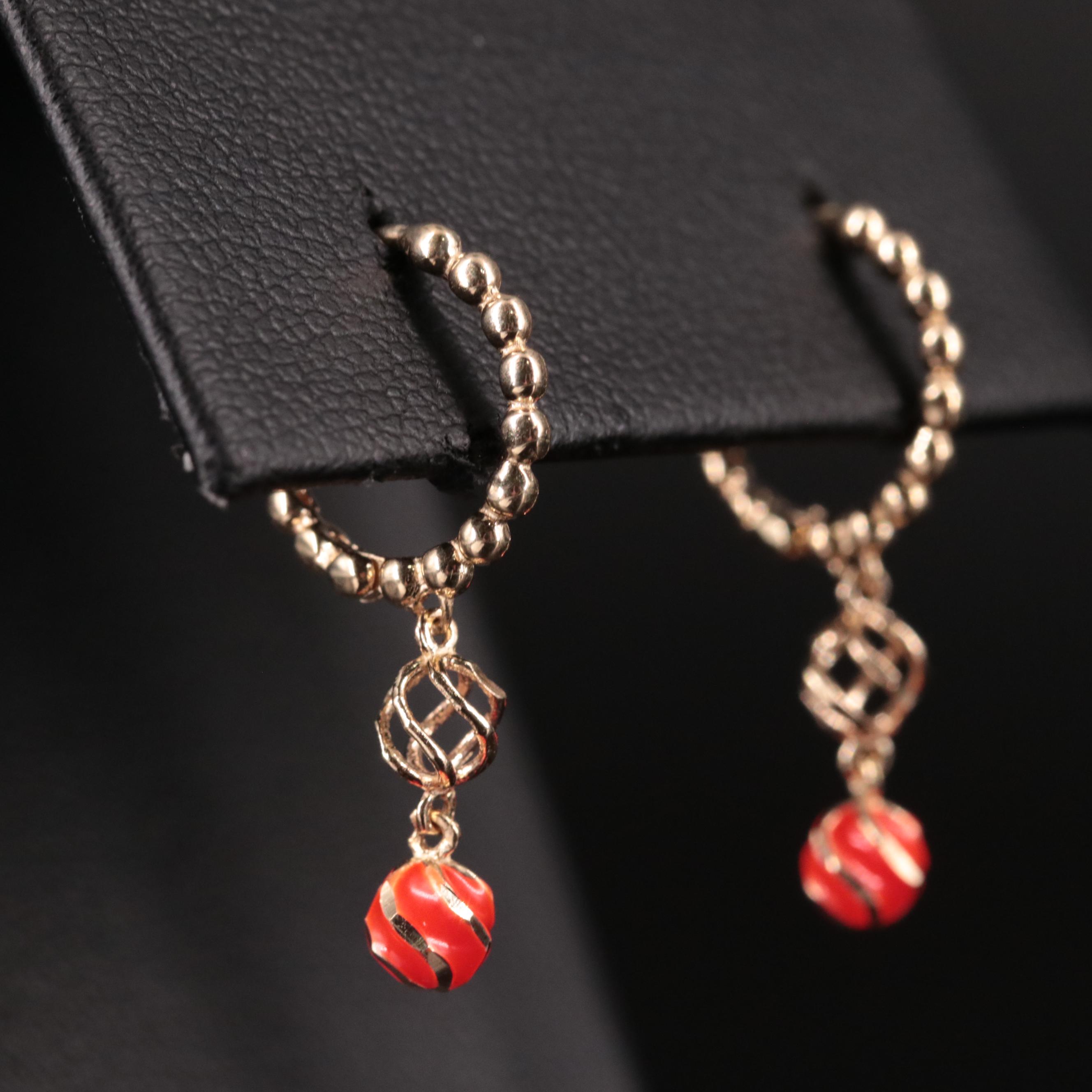 14K Huggie Drop Earrings