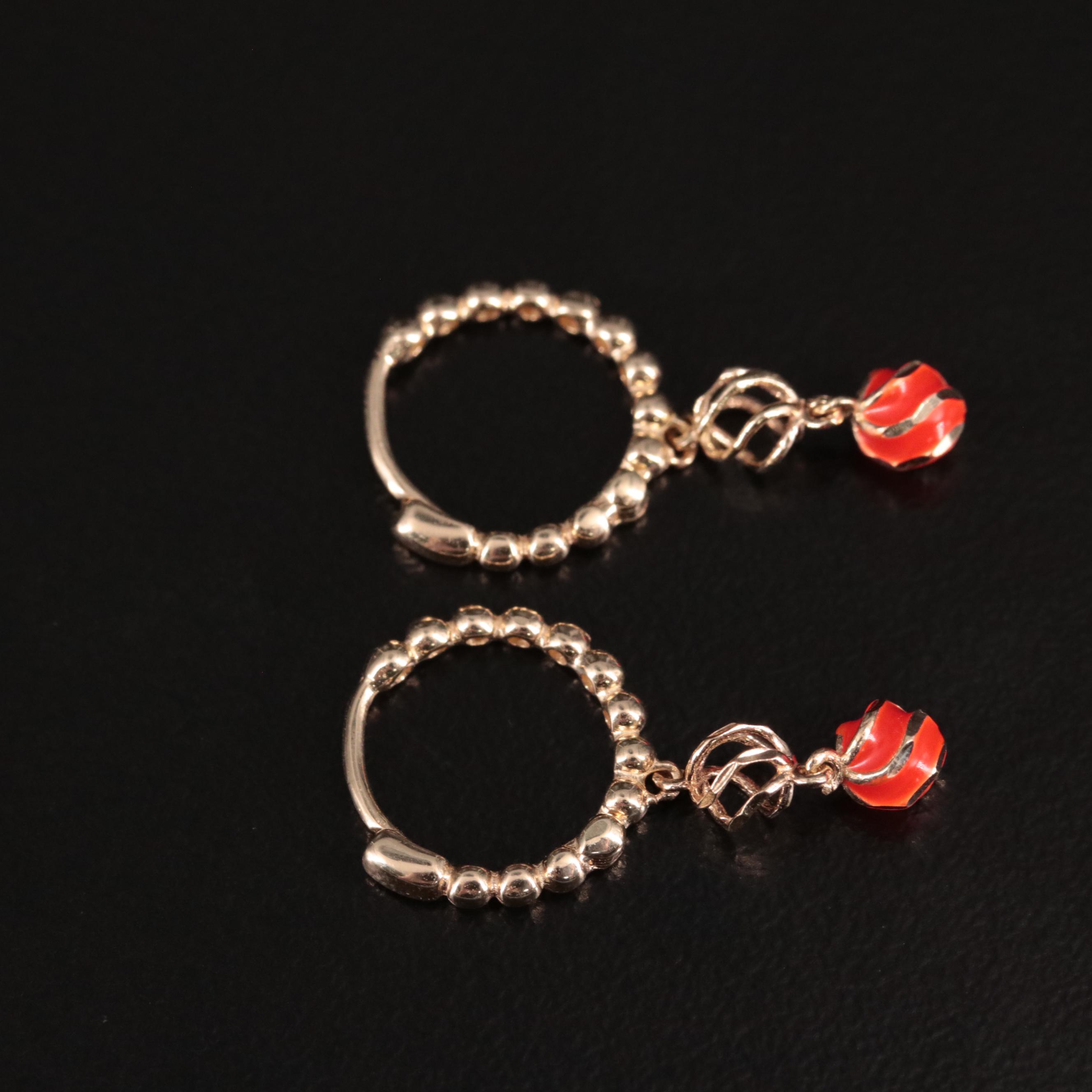 14K Huggie Drop Earrings