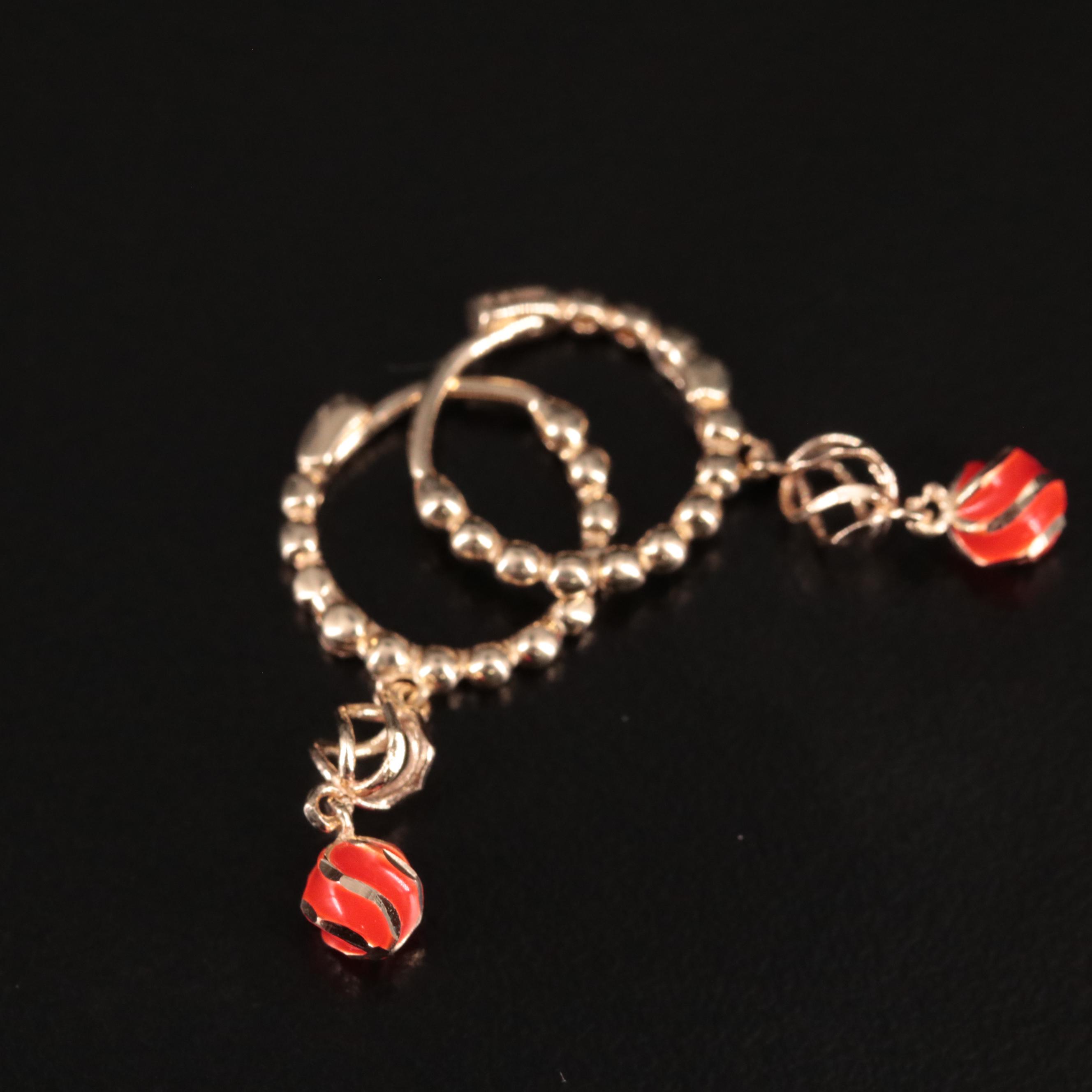 14K Huggie Drop Earrings