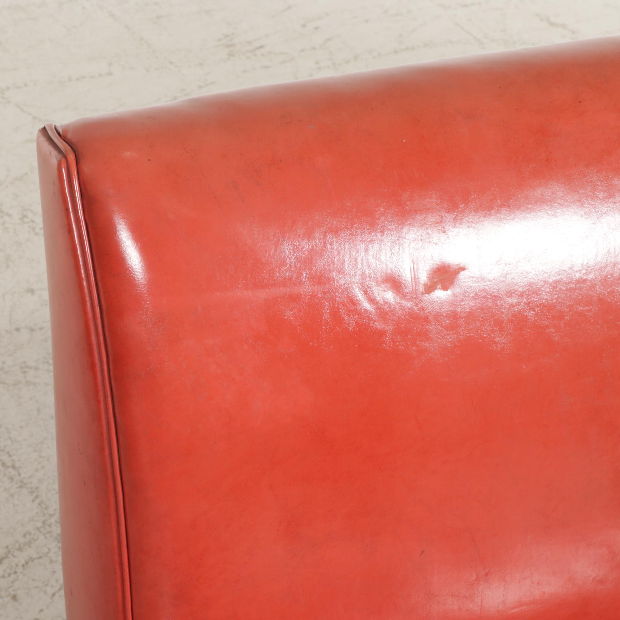 Mid Century Modern Vinyl-Upholstered Bench