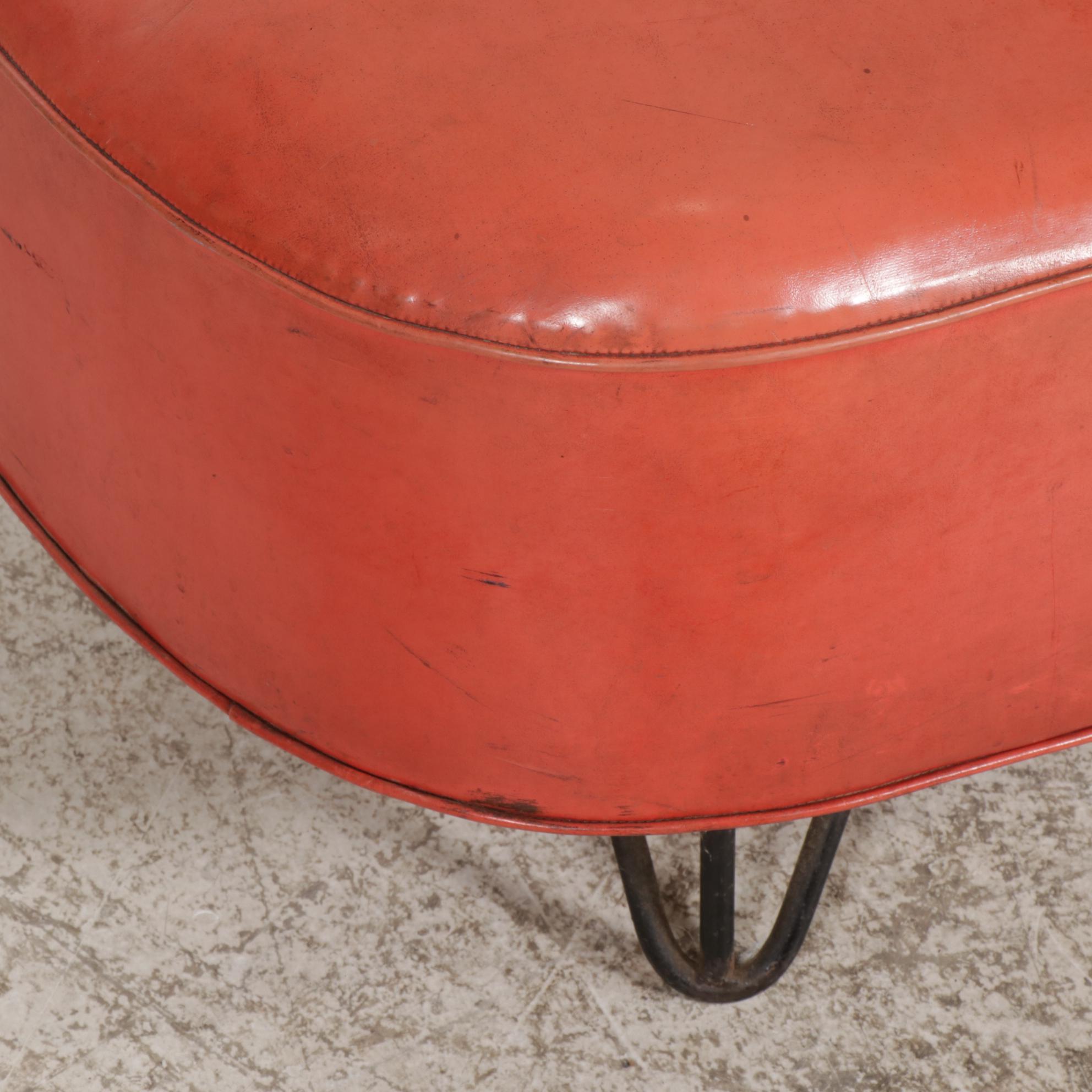 Mid Century Modern Vinyl-Upholstered Bench