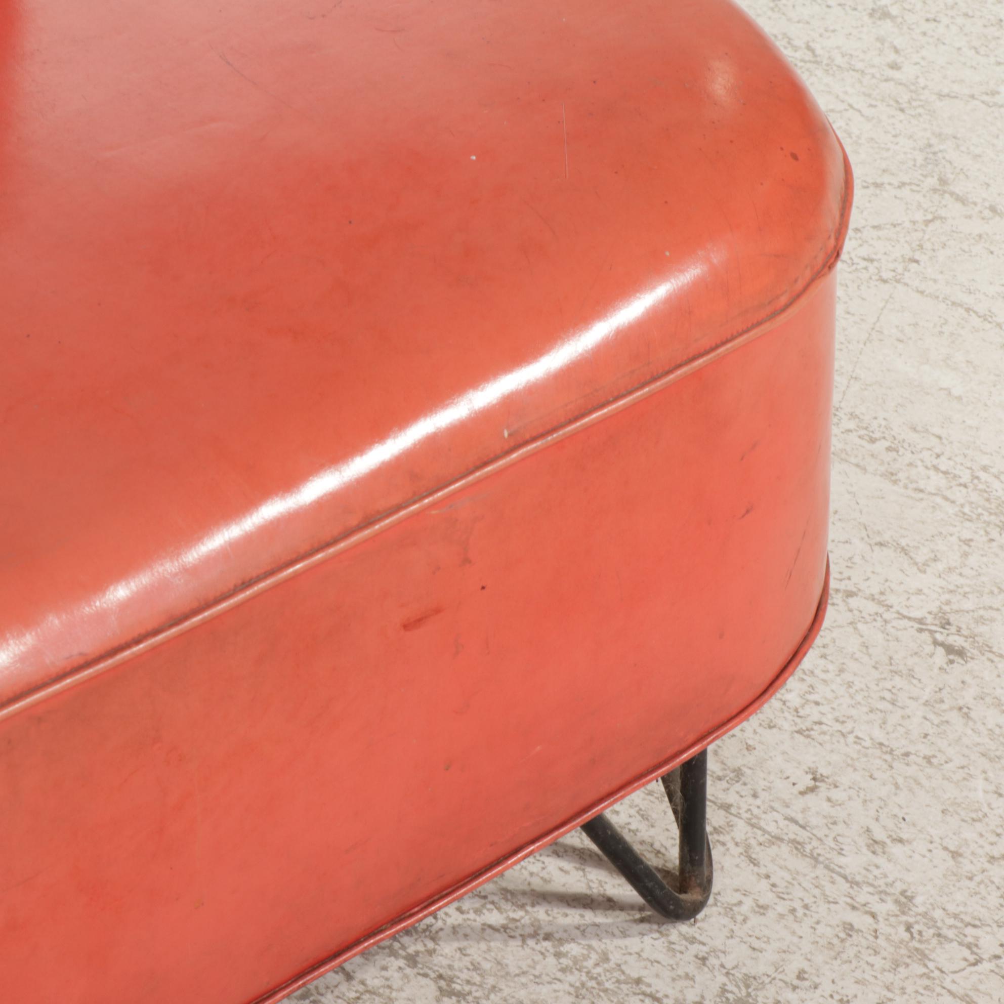 Mid Century Modern Vinyl-Upholstered Bench