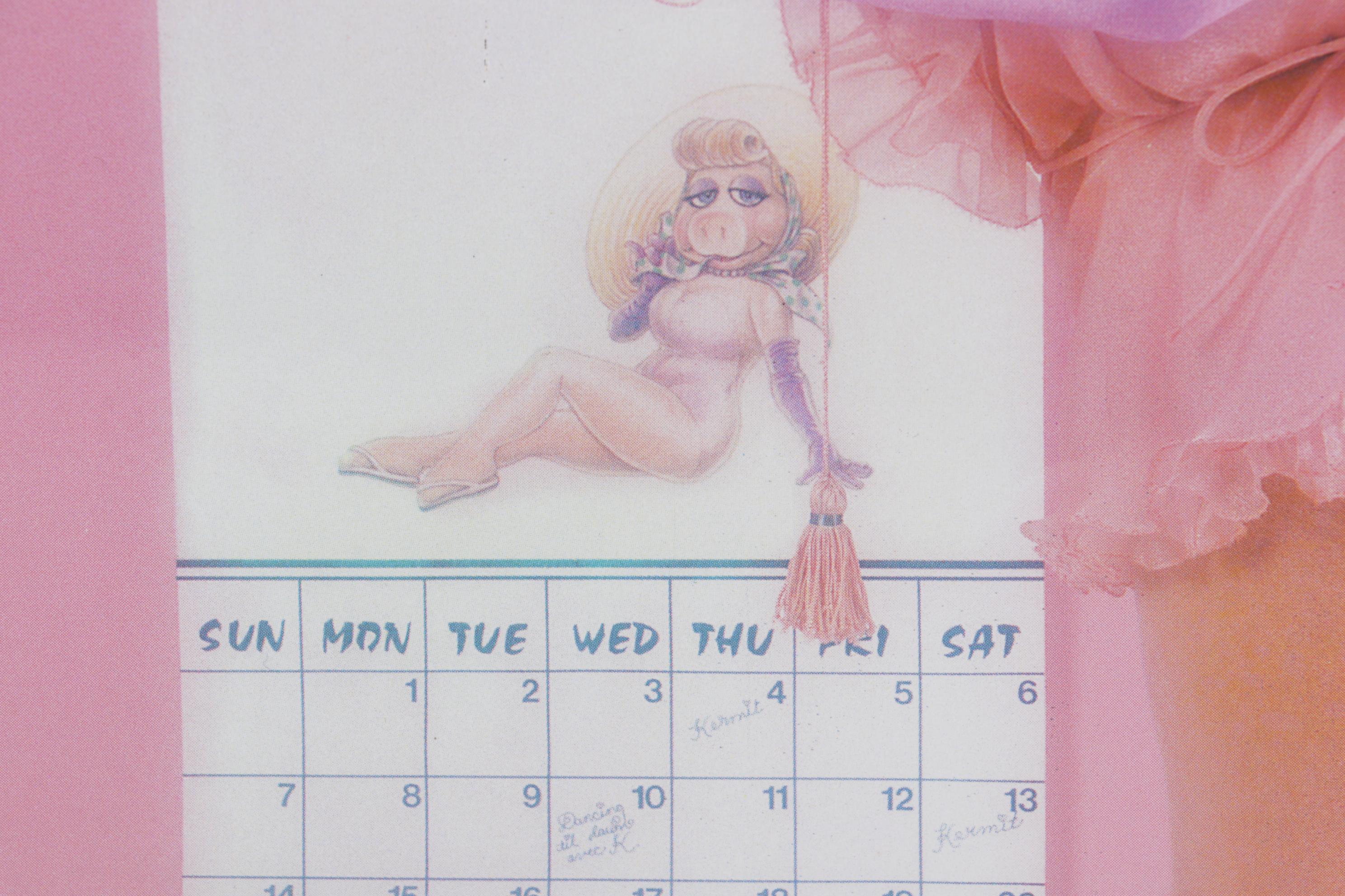 Miss Piggy and Pin-up Calendar Offset Lithograph From "Miss Piggy's Poster Book"