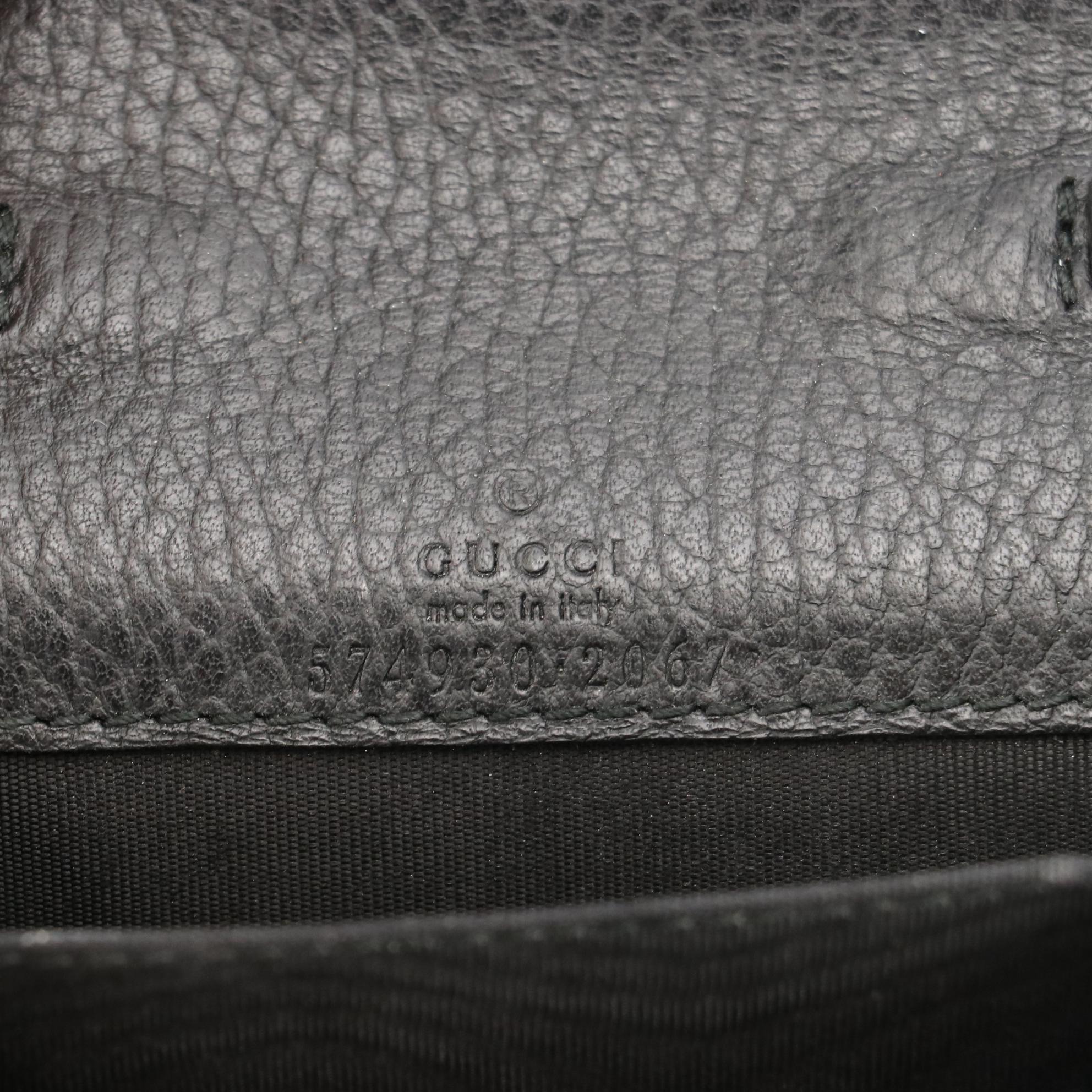 Gucci Dionysus Coin Purse in Black Grained Leather with Chain Strap