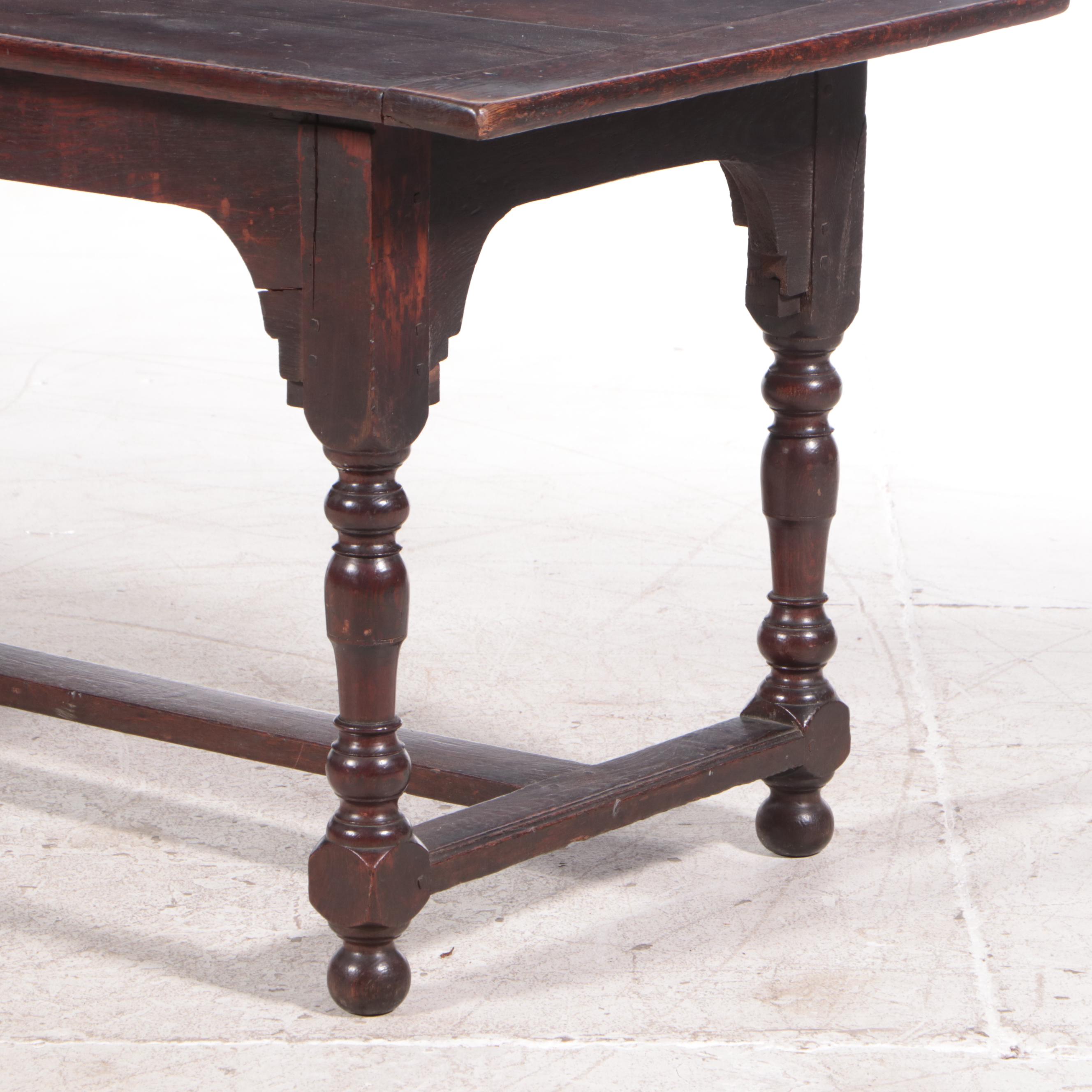 Charles II Style Oak Refectory Table, 19th Century