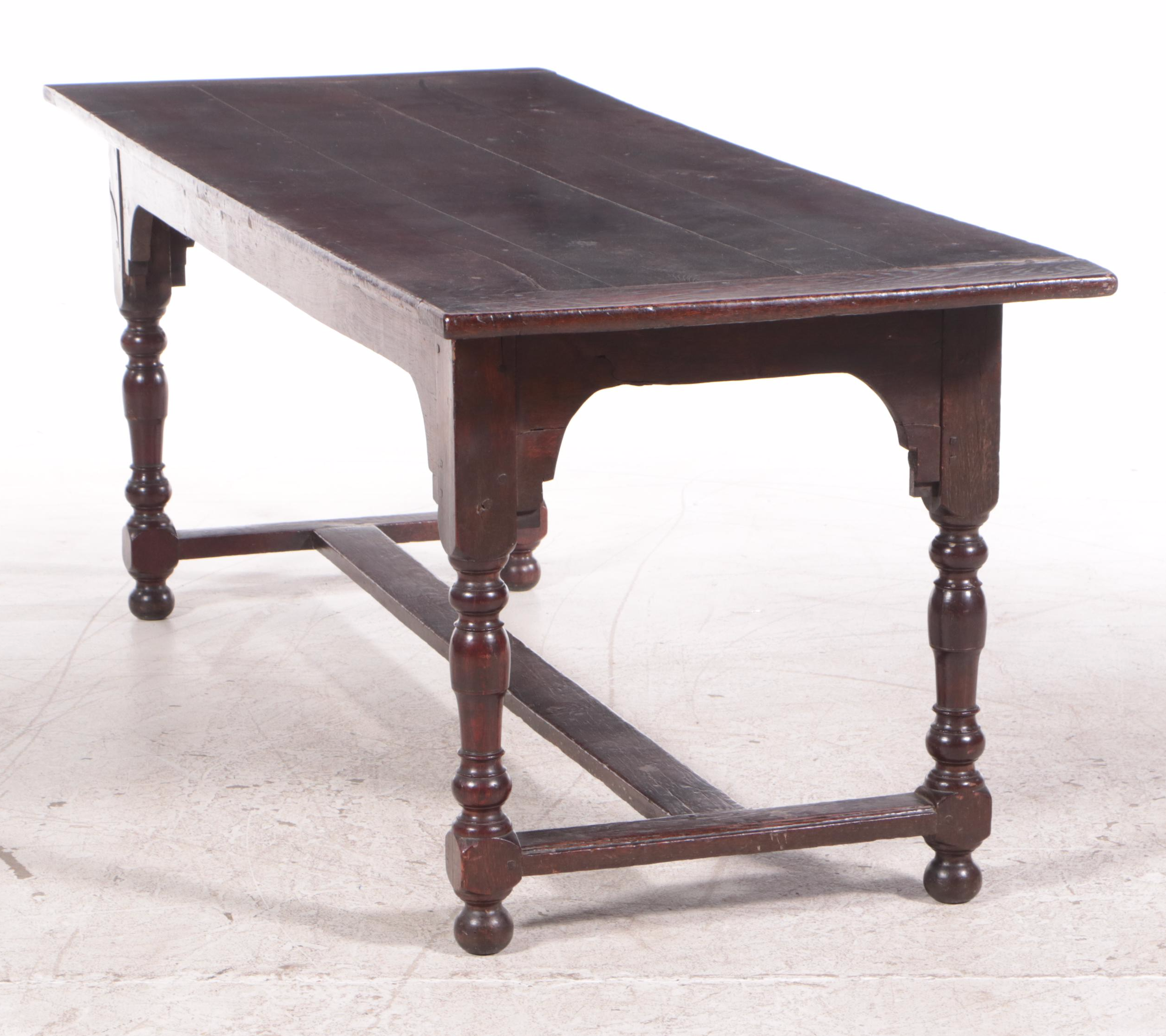 Charles II Style Oak Refectory Table, 19th Century