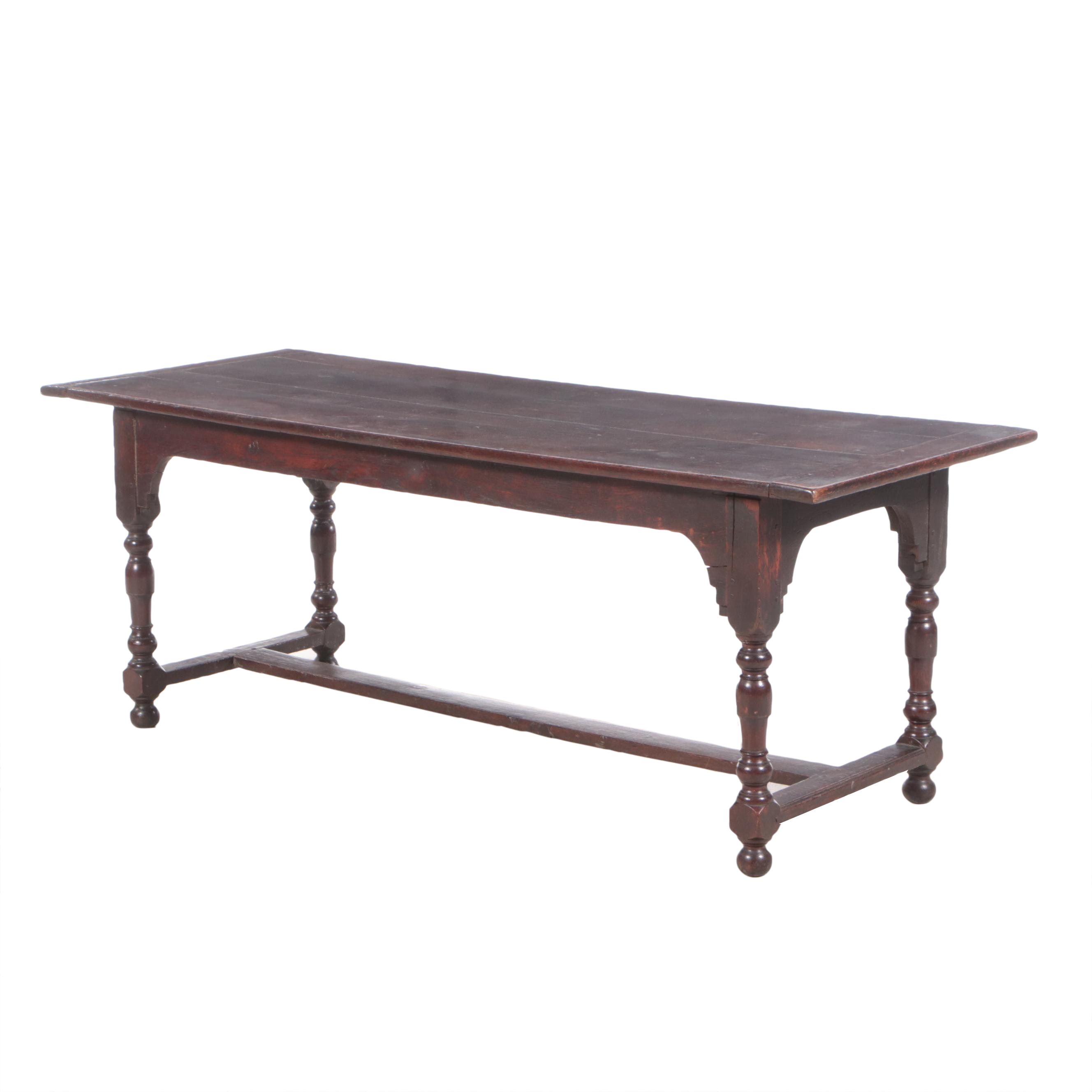 Charles II Style Oak Refectory Table, 19th Century