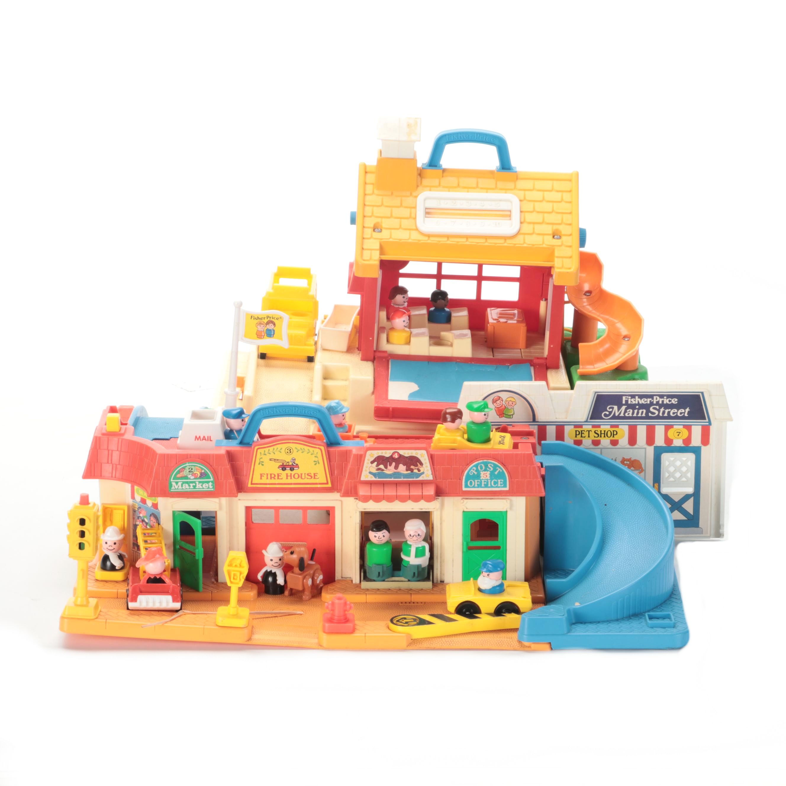 Fisher-Price Little People Main Street and School House, 1980s
