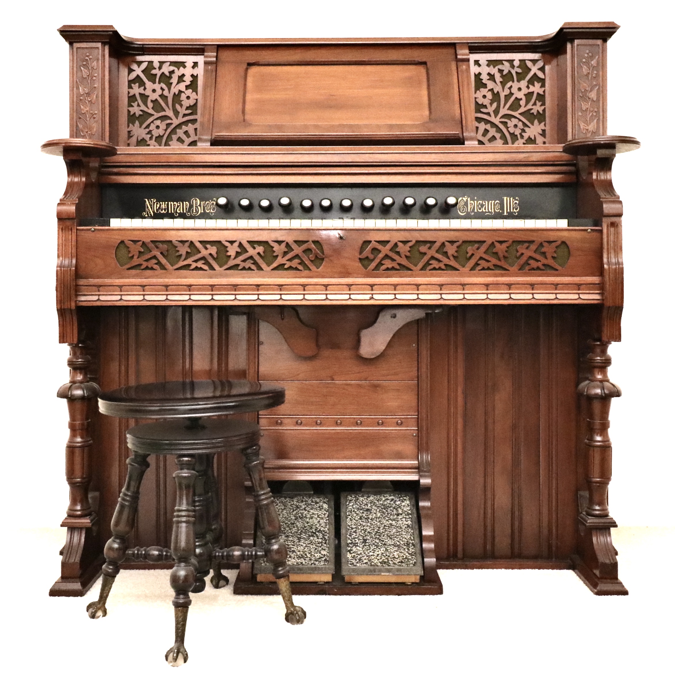 The Newman Brothers Organ Co. Victorian Parlor Upright Organ, Early 20th C.