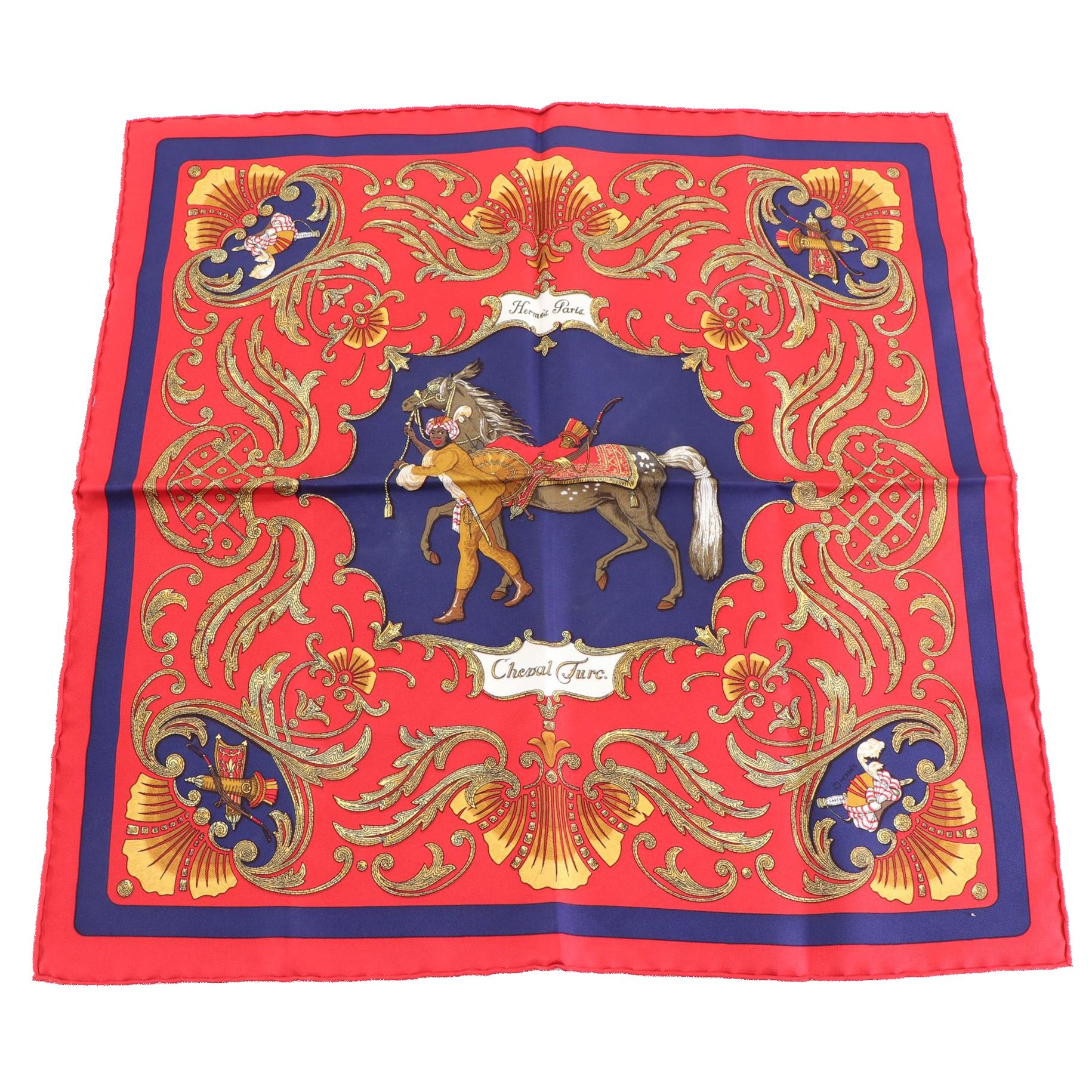 Hermès Cheval Turc. Petite Carre 45 in Silk Twill