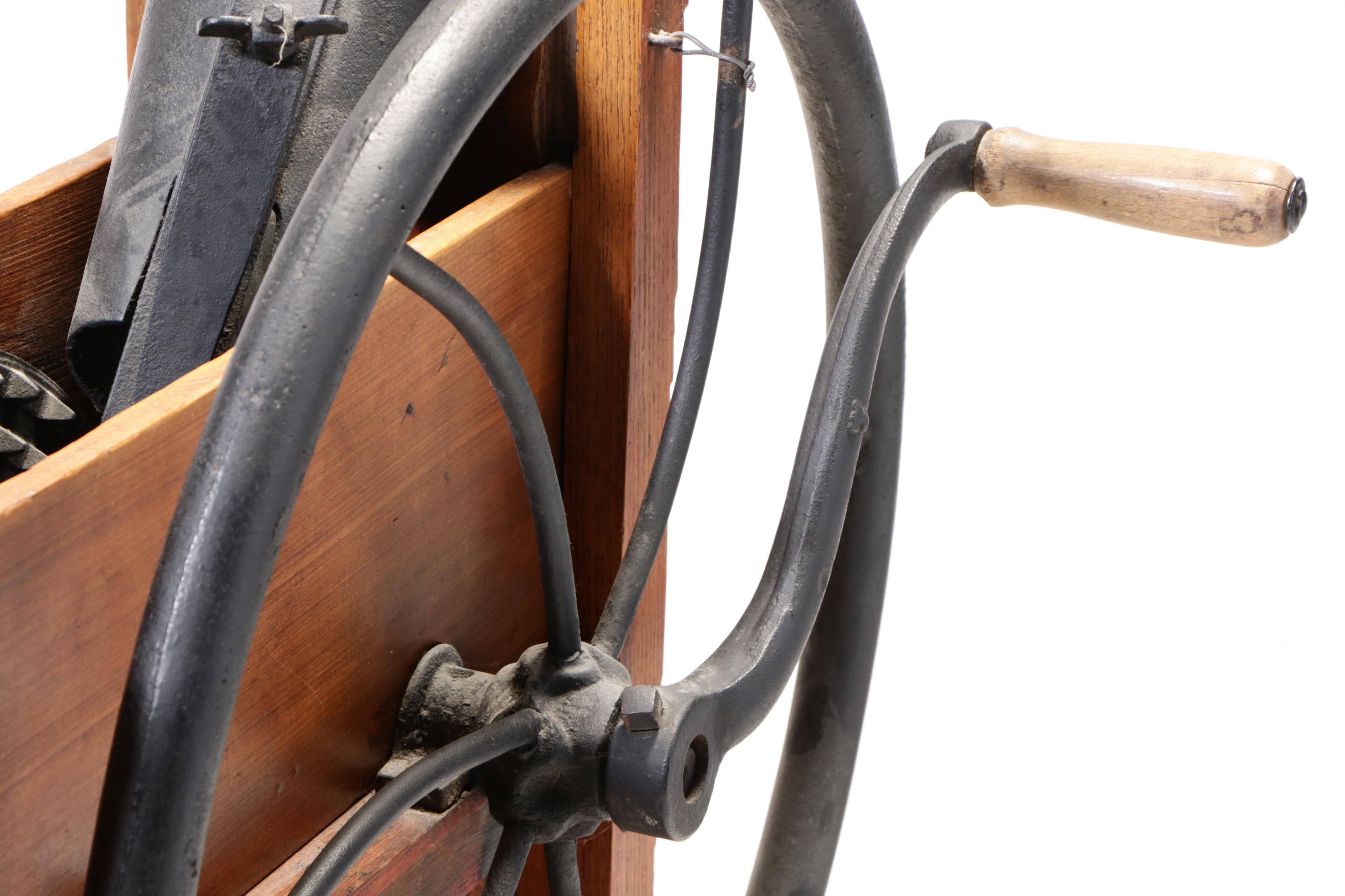 American Primitive Oak, Poplar, and Cast Iron Corn Shucker