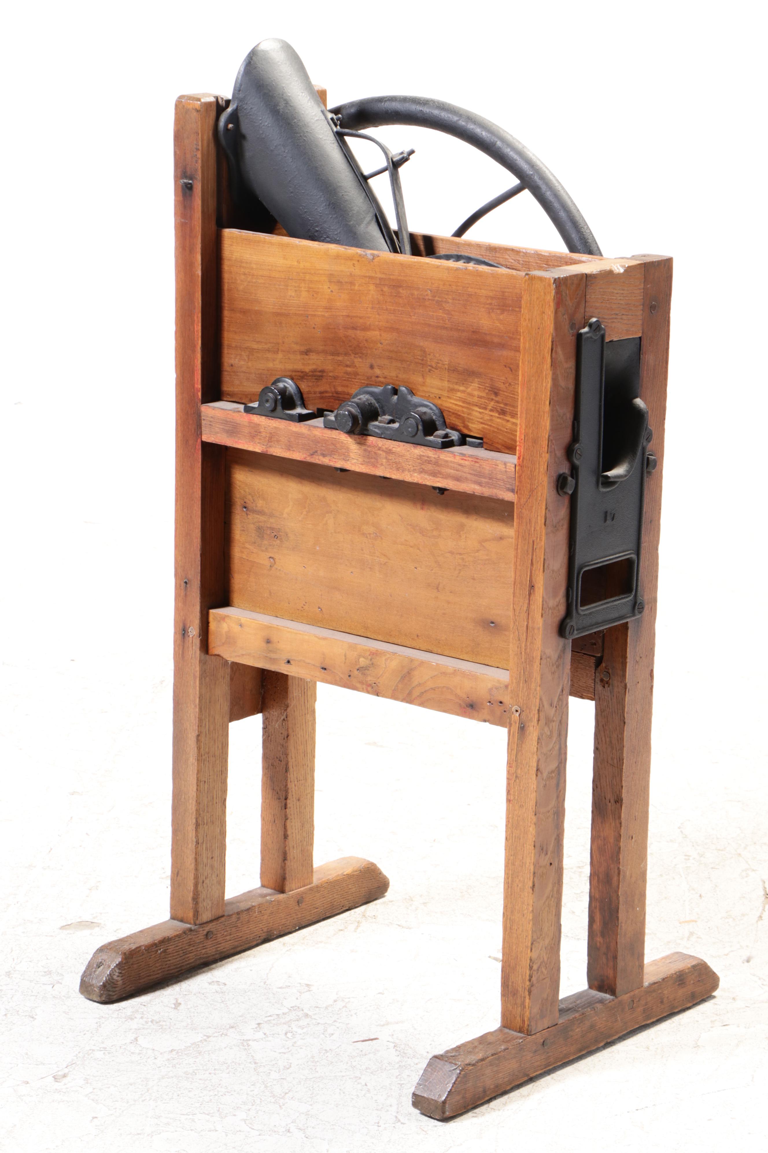American Primitive Oak, Poplar, and Cast Iron Corn Shucker
