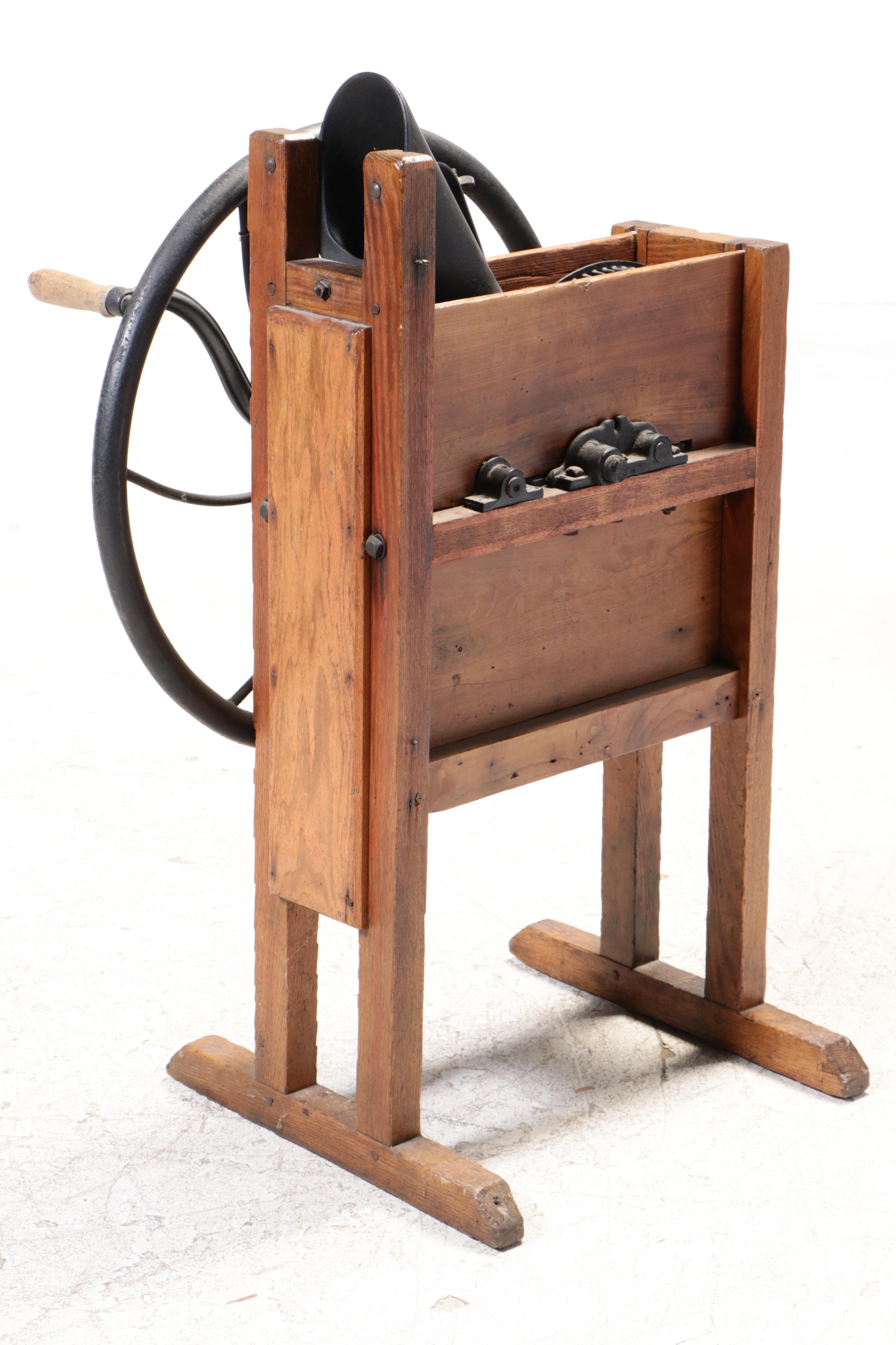 American Primitive Oak, Poplar, and Cast Iron Corn Shucker