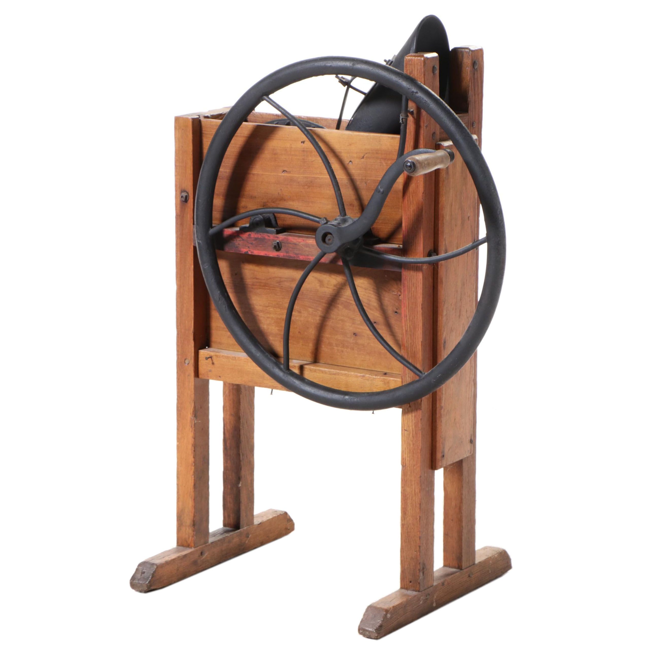 American Primitive Oak, Poplar, and Cast Iron Corn Shucker