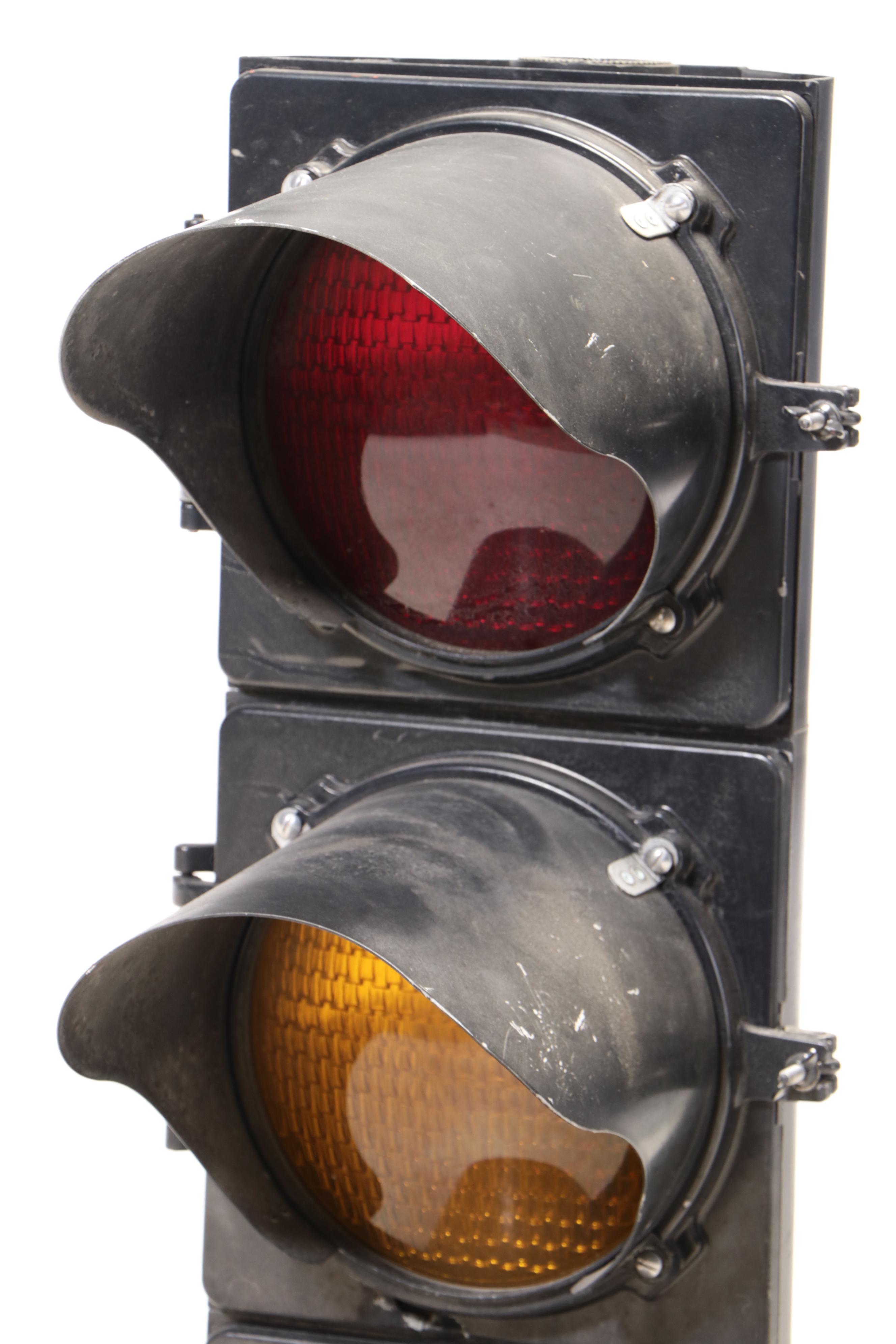 Marbelite Cast Metal and Glass Traffic Light, 20th Century