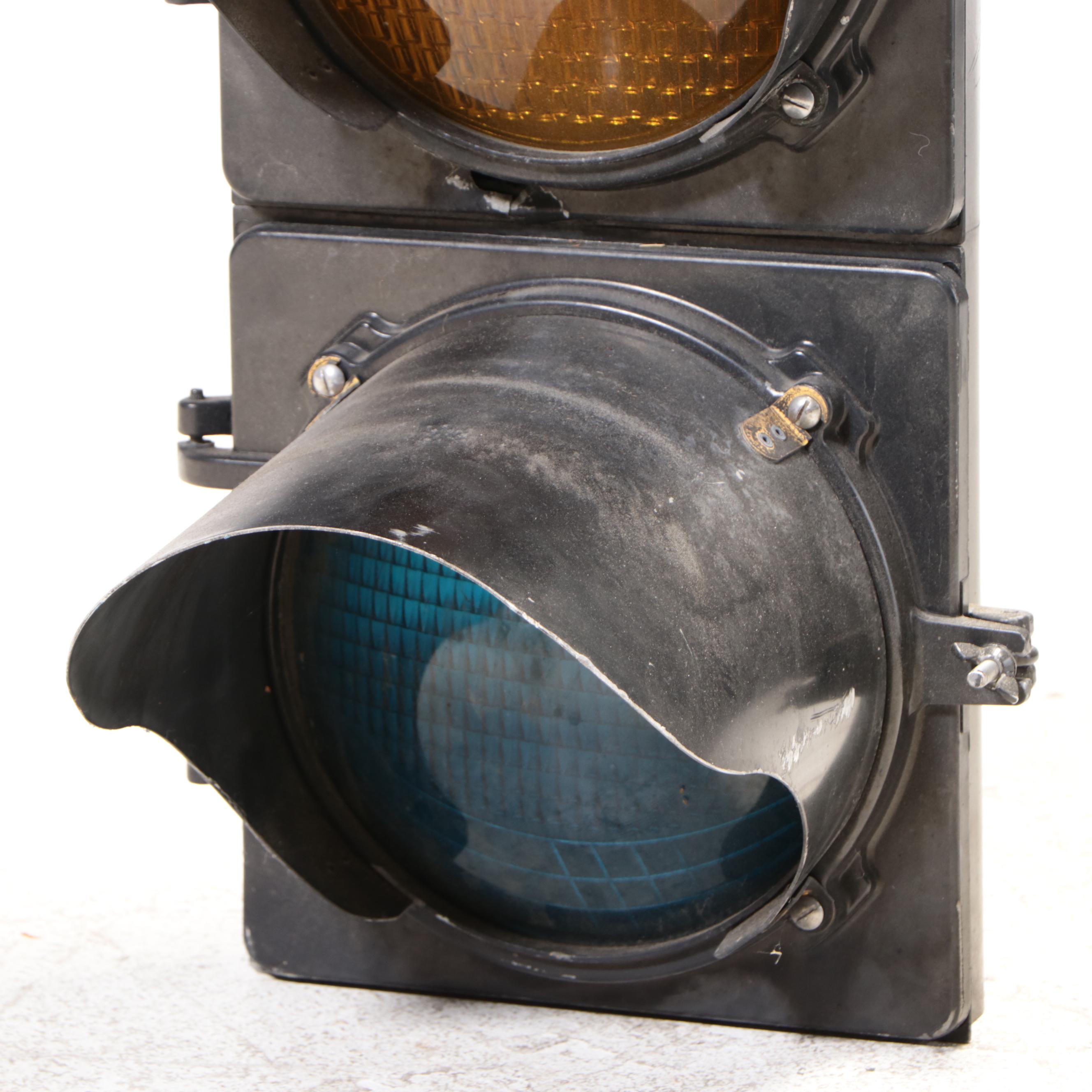 Marbelite Cast Metal and Glass Traffic Light, 20th Century