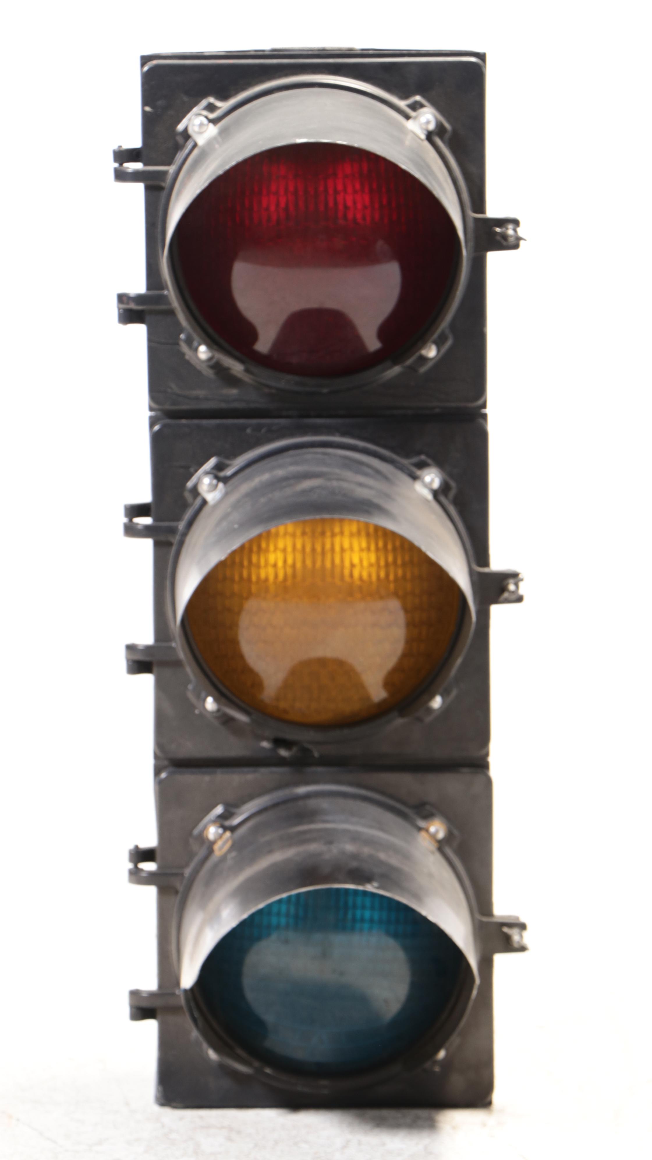 Marbelite Cast Metal and Glass Traffic Light, 20th Century