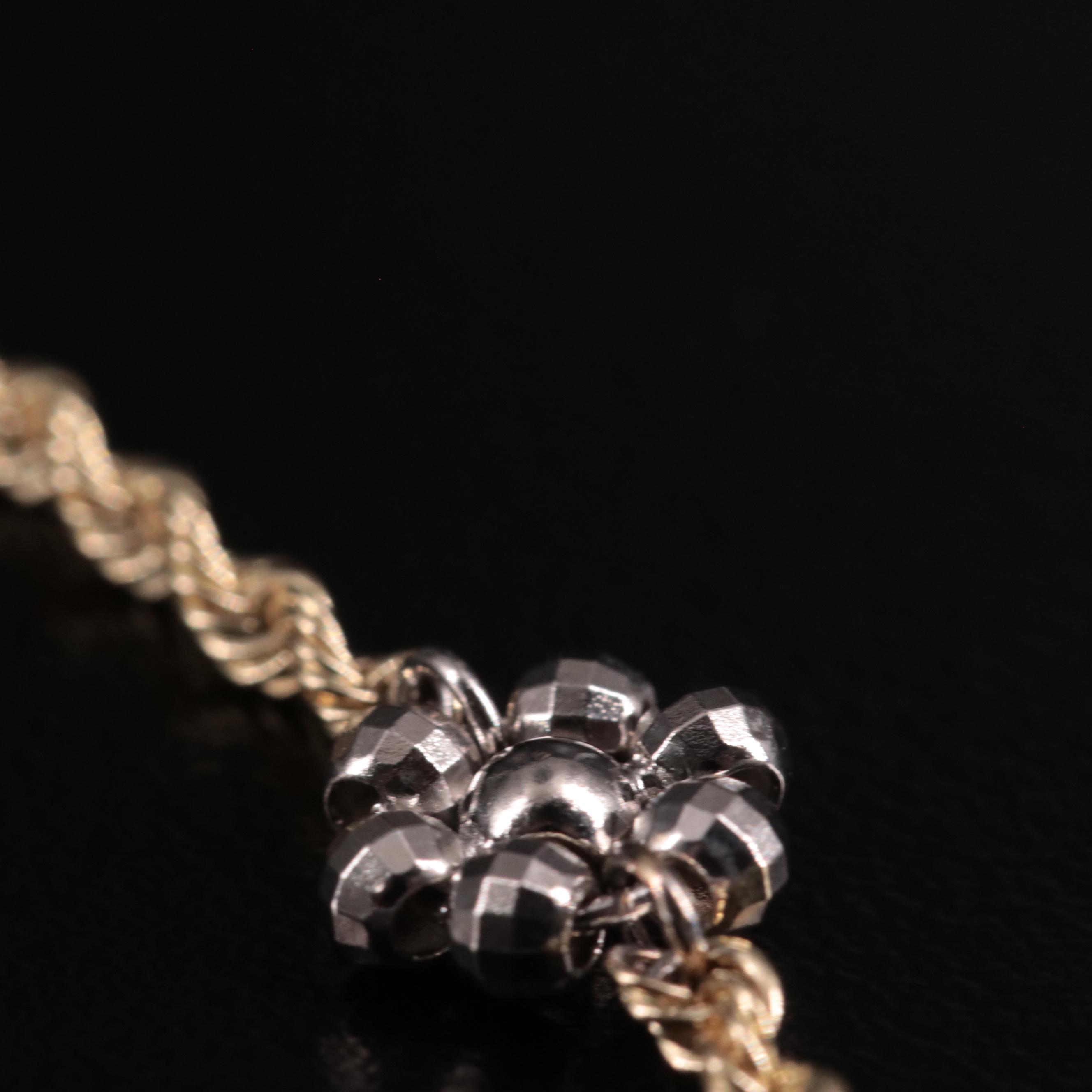 10K Y Necklace with Tri-Color Drops