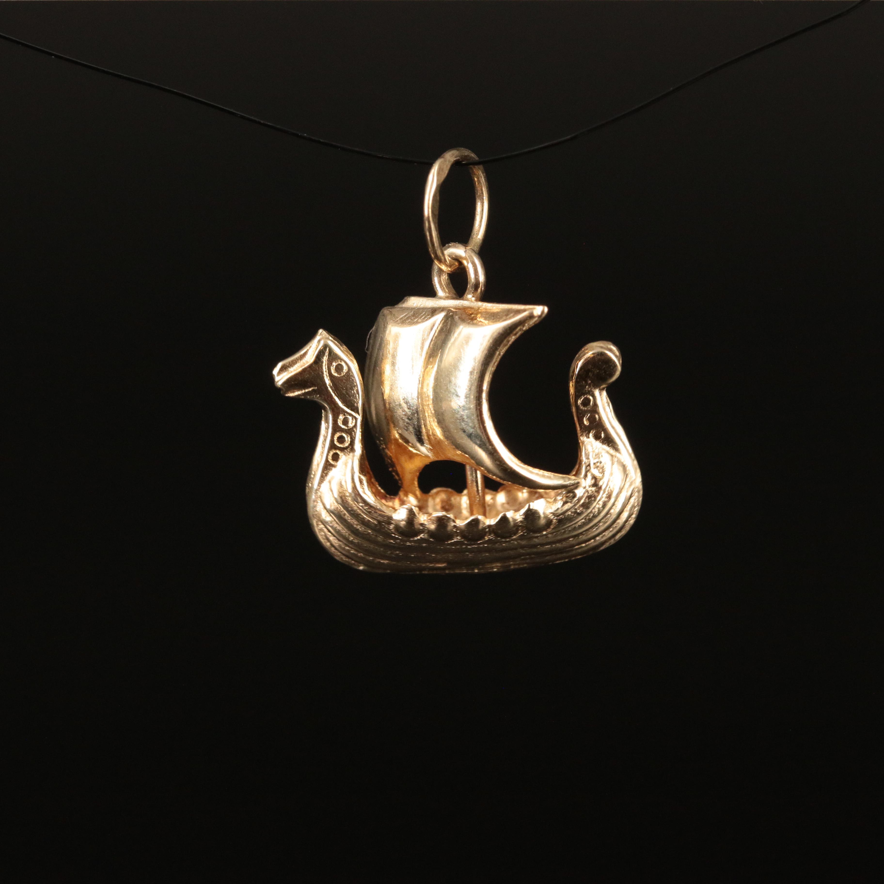 14K Viking Ship Pendant