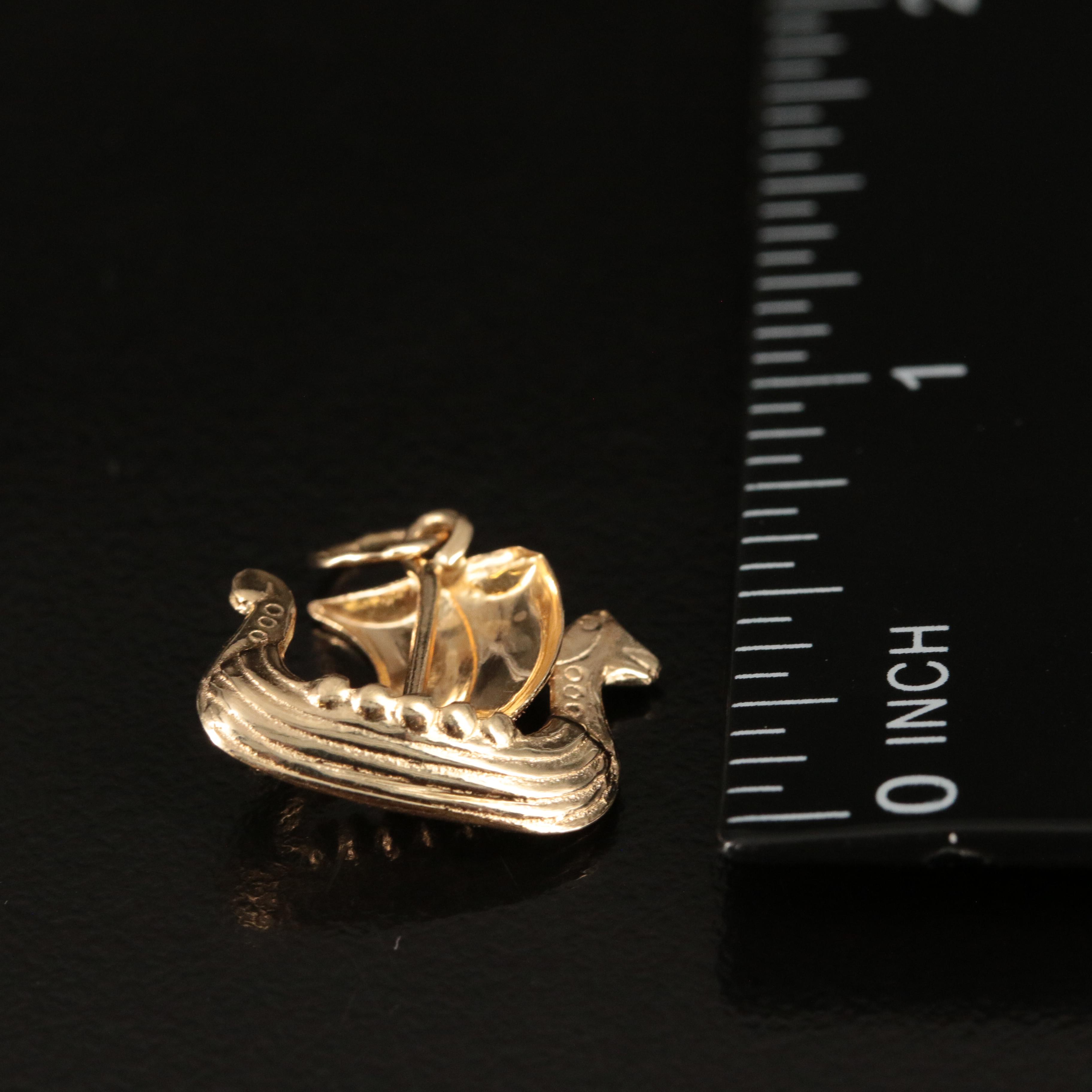 14K Viking Ship Pendant