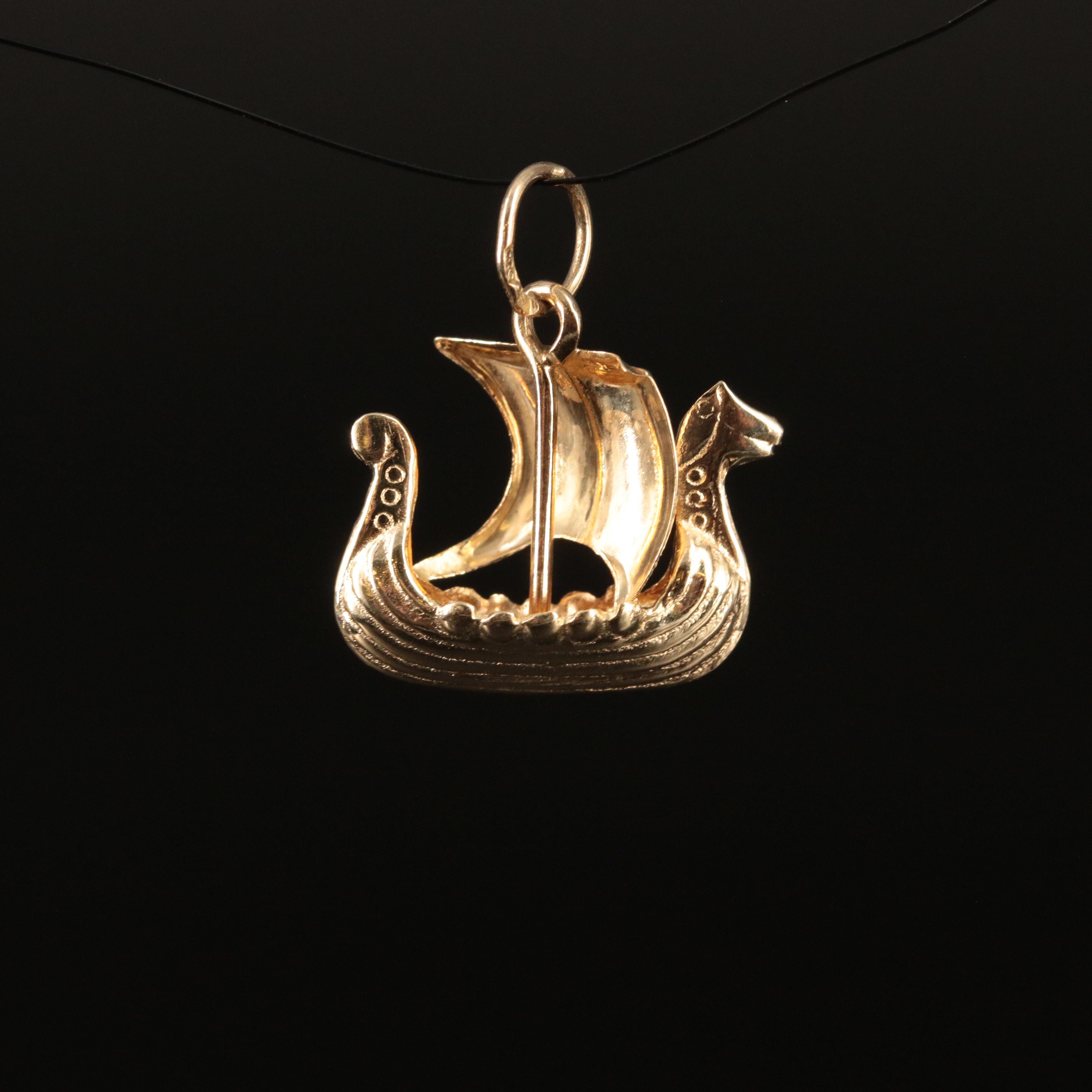 14K Viking Ship Pendant