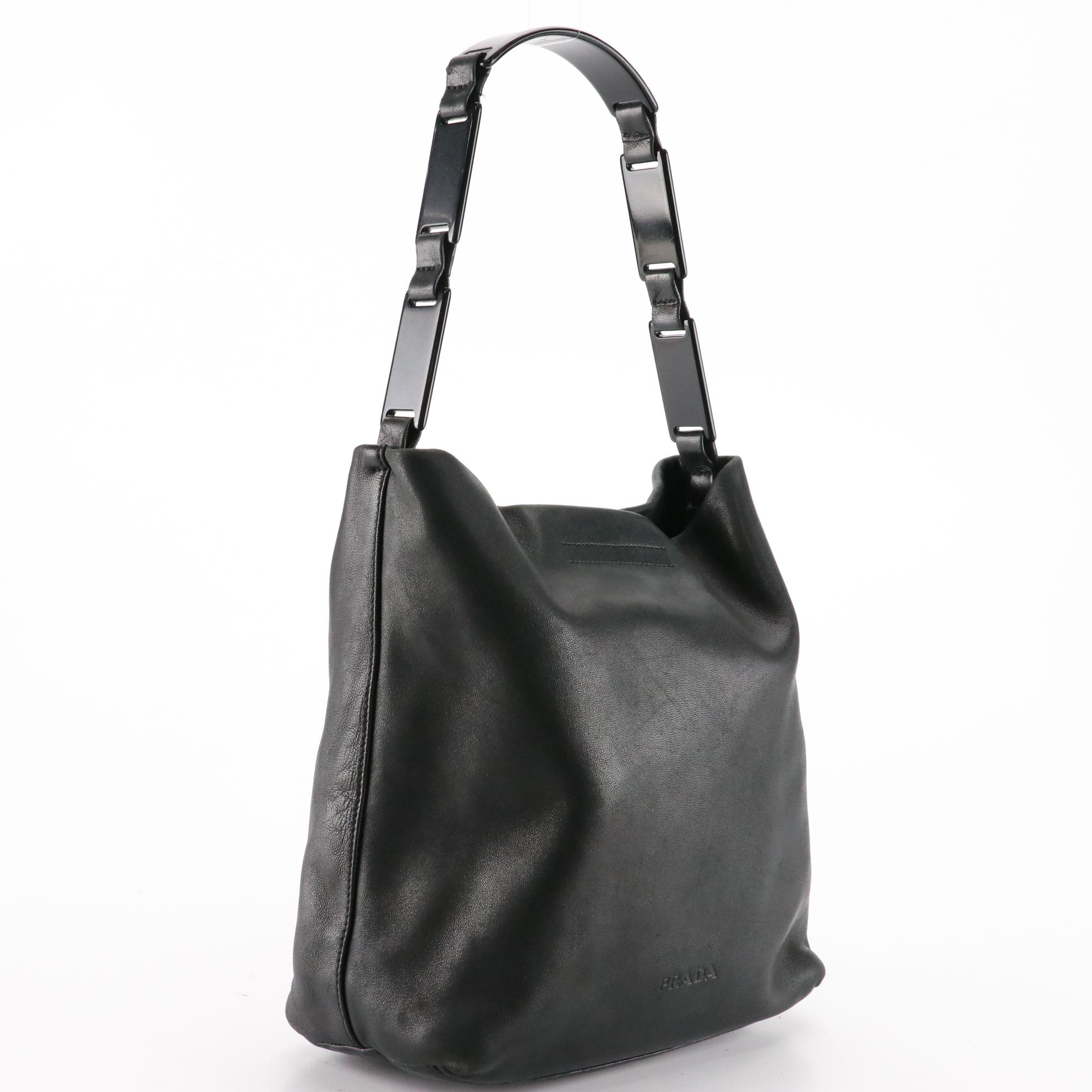 Prada Shoulder Bag in Vitello Leather with Resin Handle