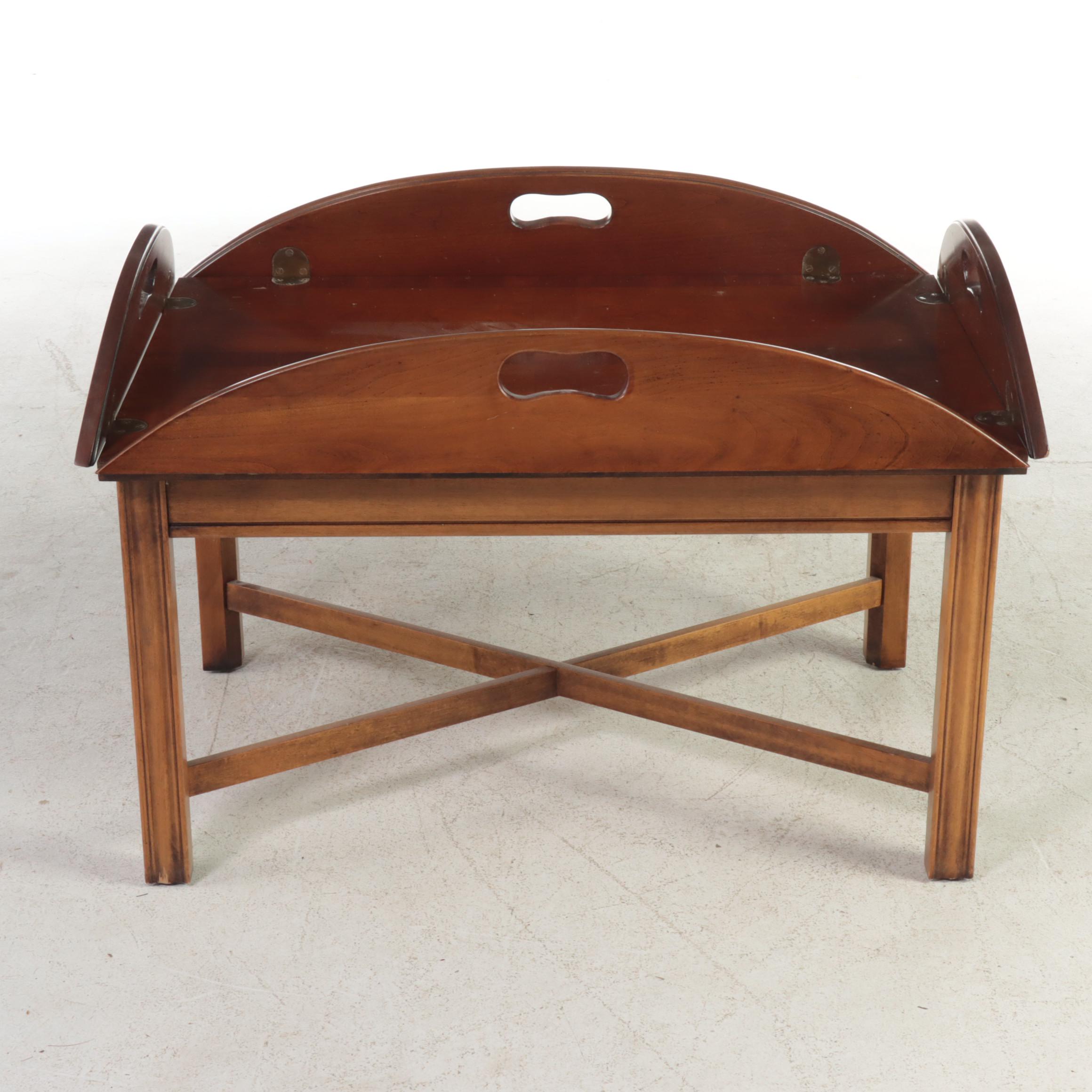 Chippendale Style Cherrywood and Maple Butler's Tray Coffee Table