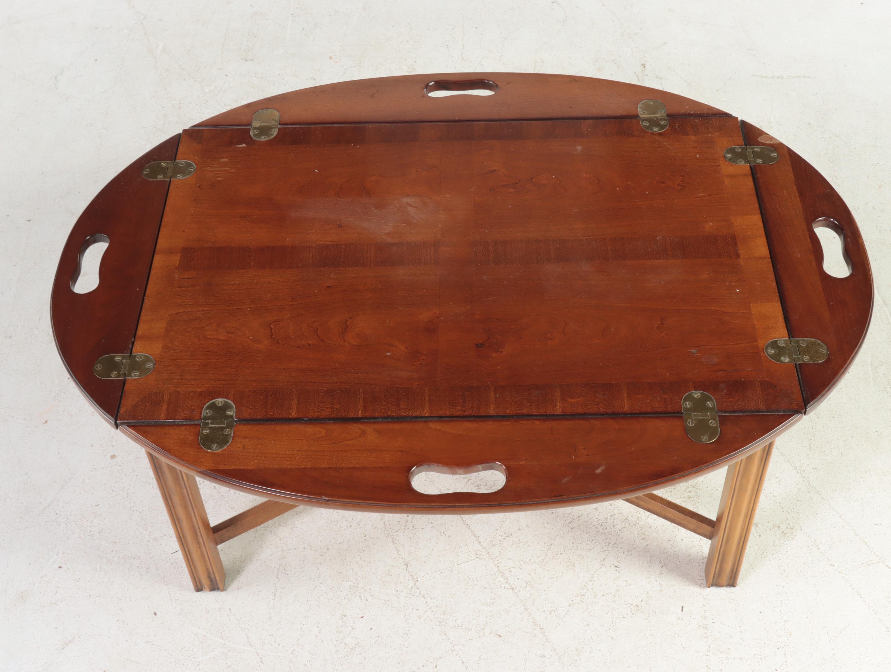 Chippendale Style Cherrywood and Maple Butler's Tray Coffee Table