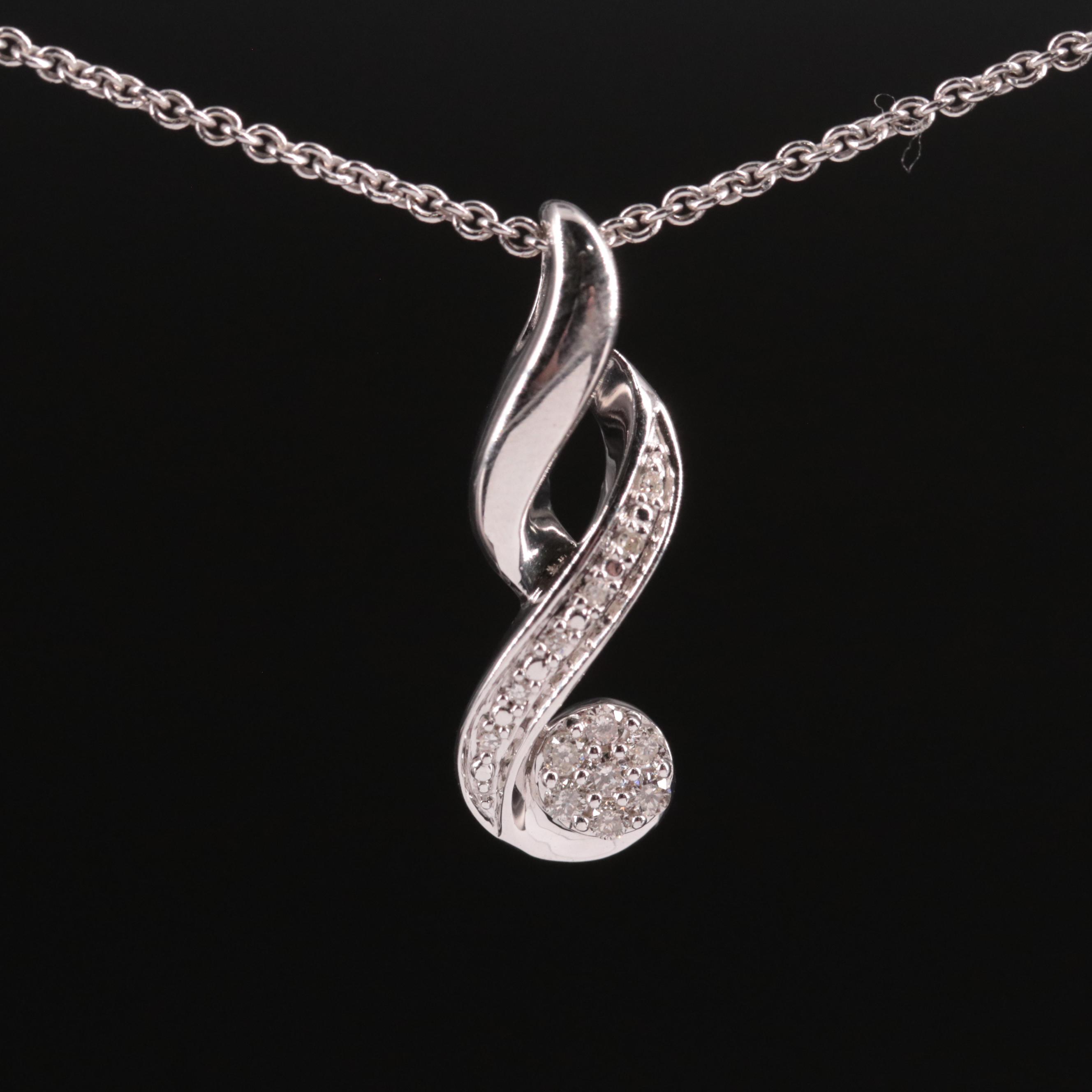 Sterling Diamond Twisted Pendant Necklace