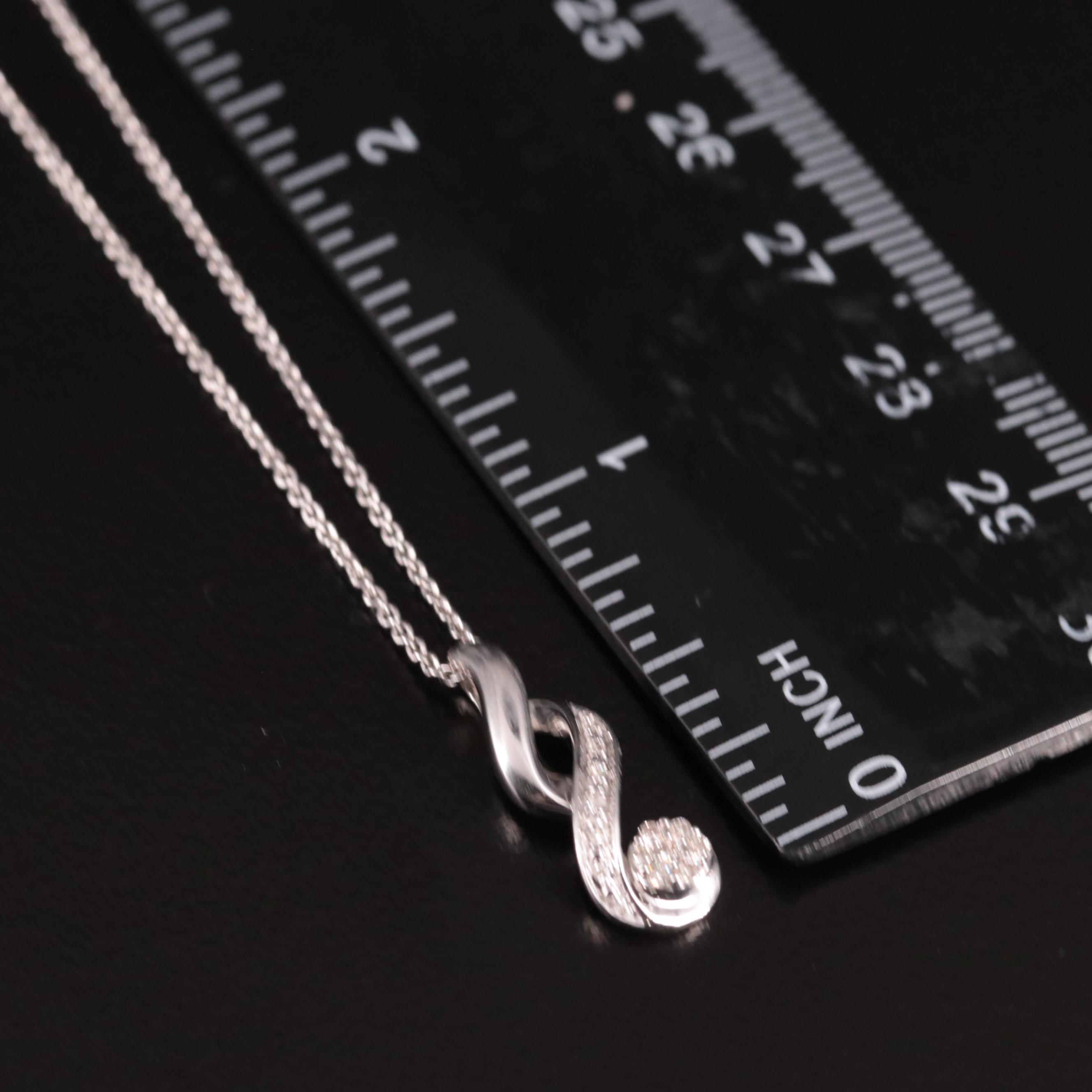 Sterling Diamond Twisted Pendant Necklace