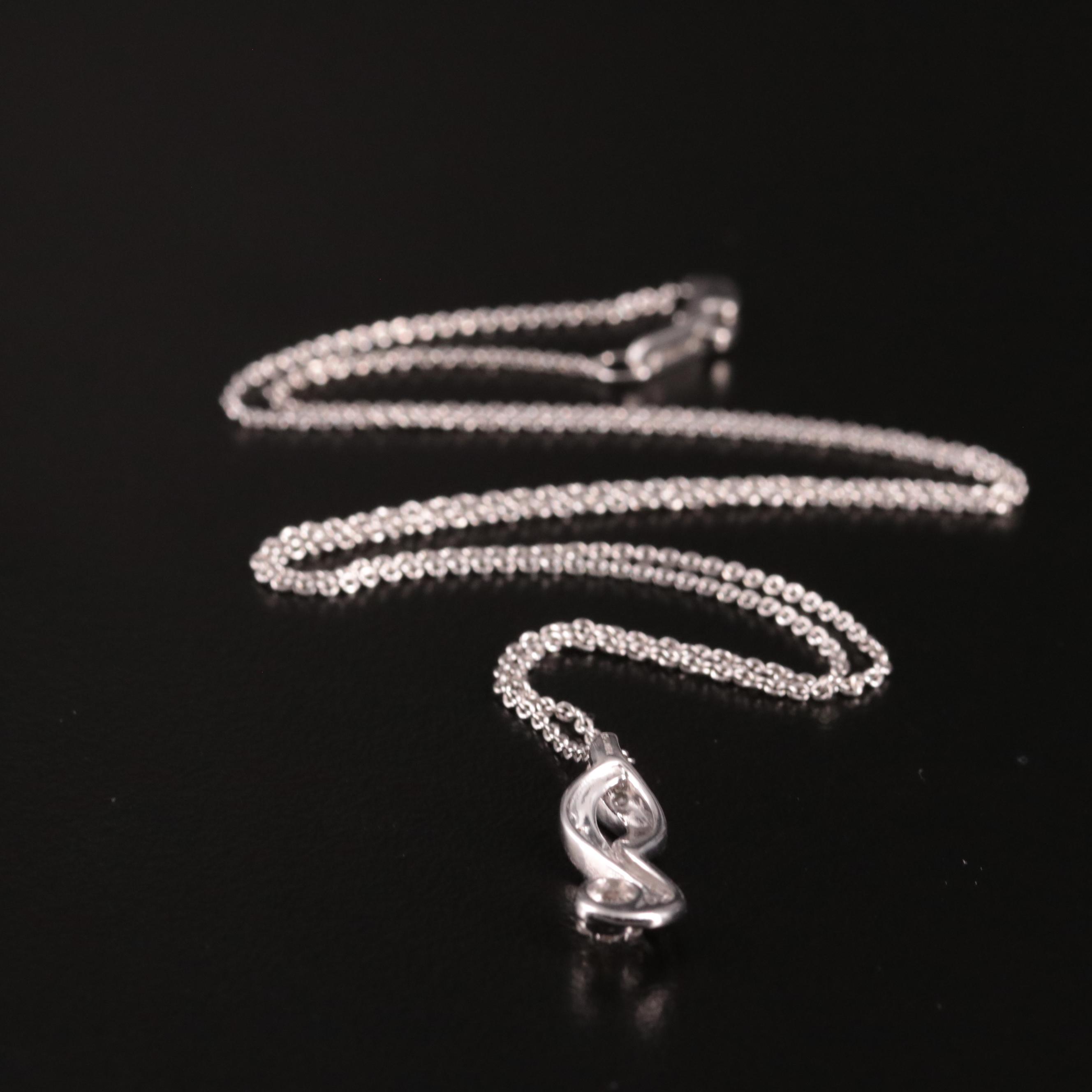 Sterling Diamond Twisted Pendant Necklace
