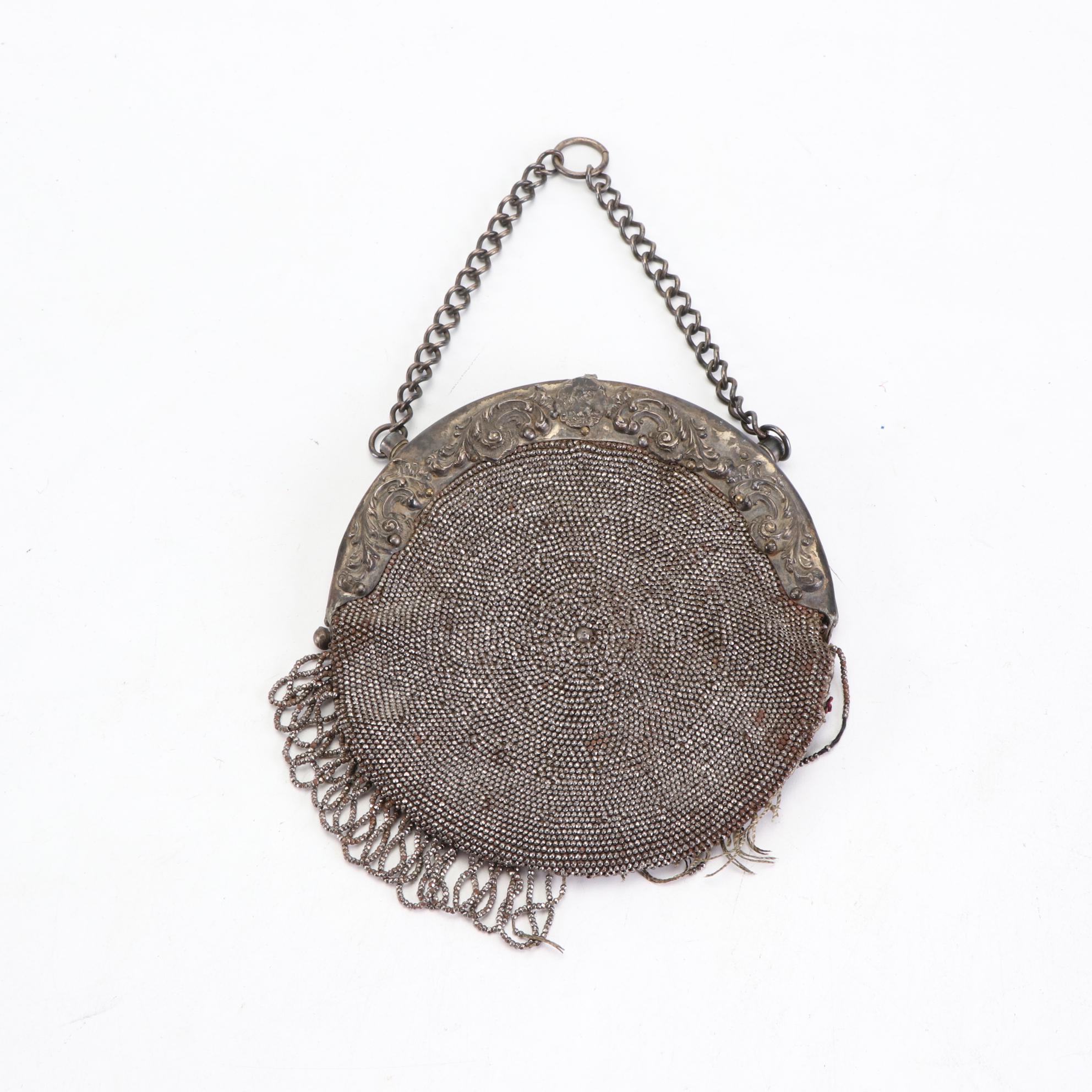 Chatelaine Bag with Velvet and Steel Cut Beads and Other Beaded Bags