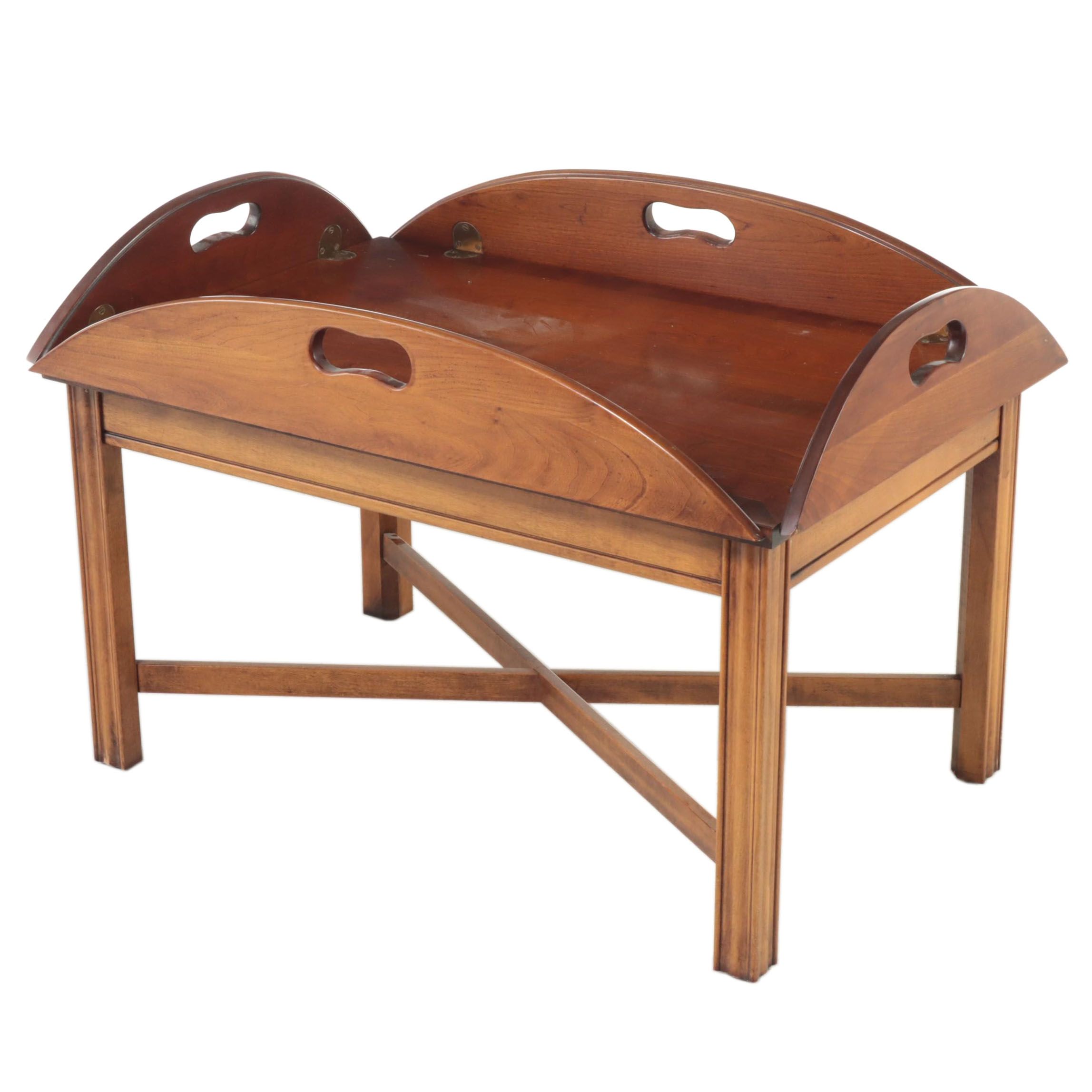 Chippendale Style Cherrywood and Maple Butler's Tray Coffee Table