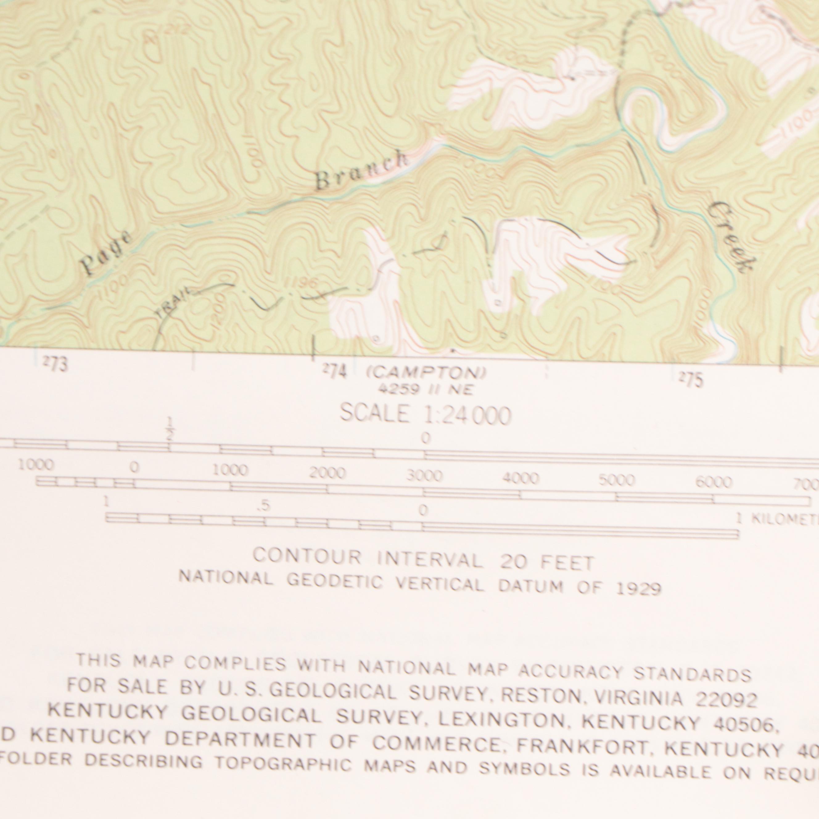 Color Lithograph Map "Land Between Lakes" and More Maps
