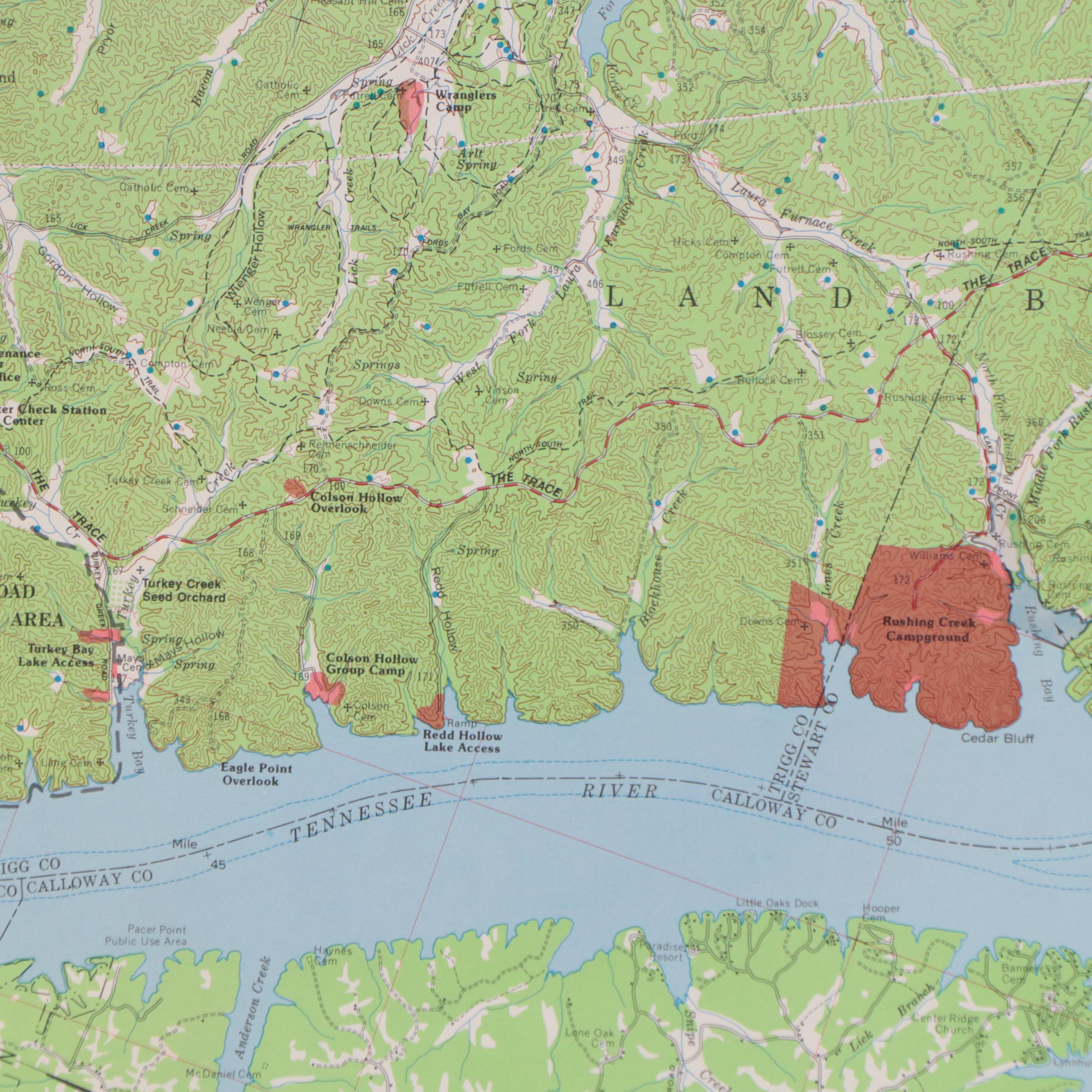 Color Lithograph Map "Land Between Lakes" and More Maps