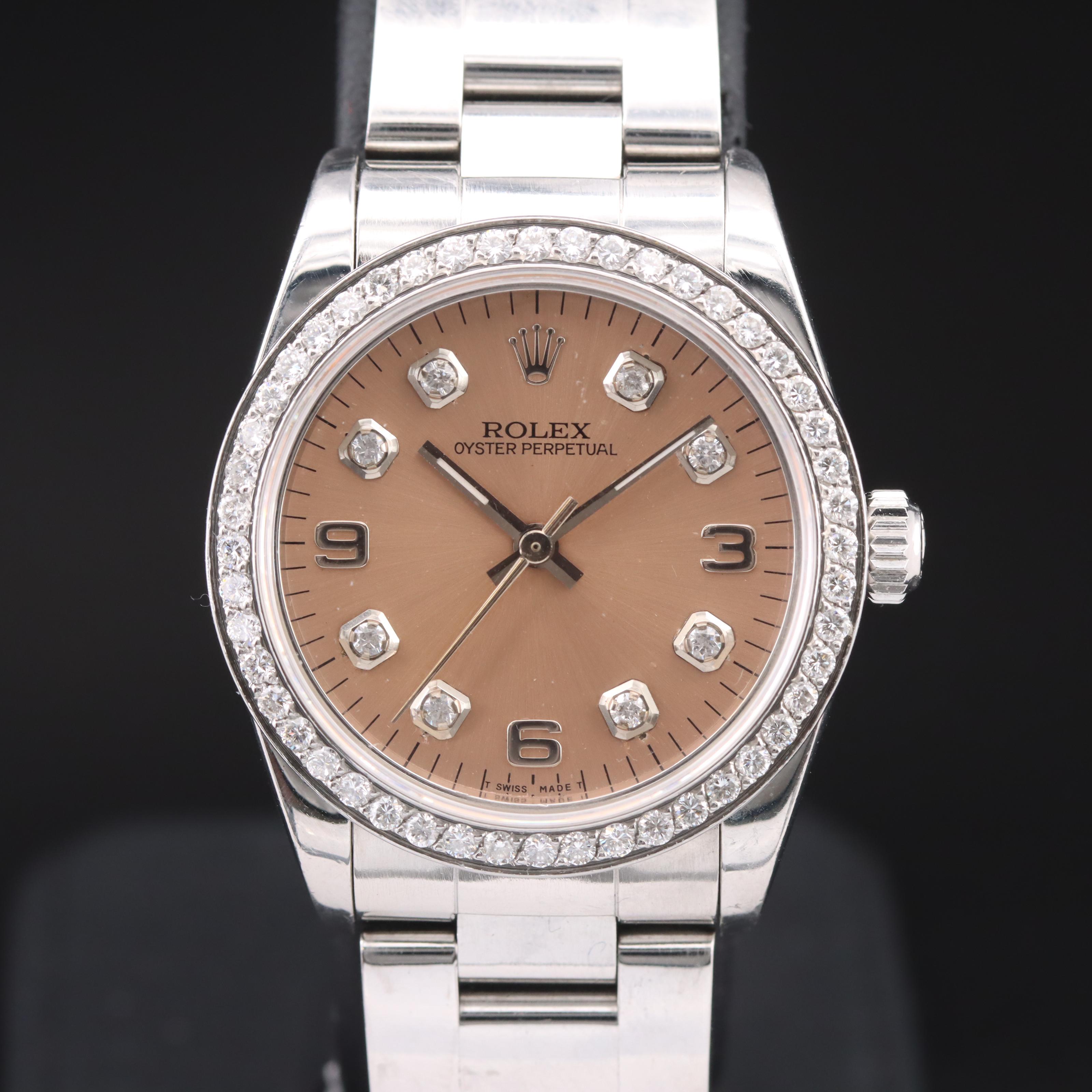 2004-2005 Rolex Oyster Perpetual 1.02 CTW Diamond Dial and Bezel Watch