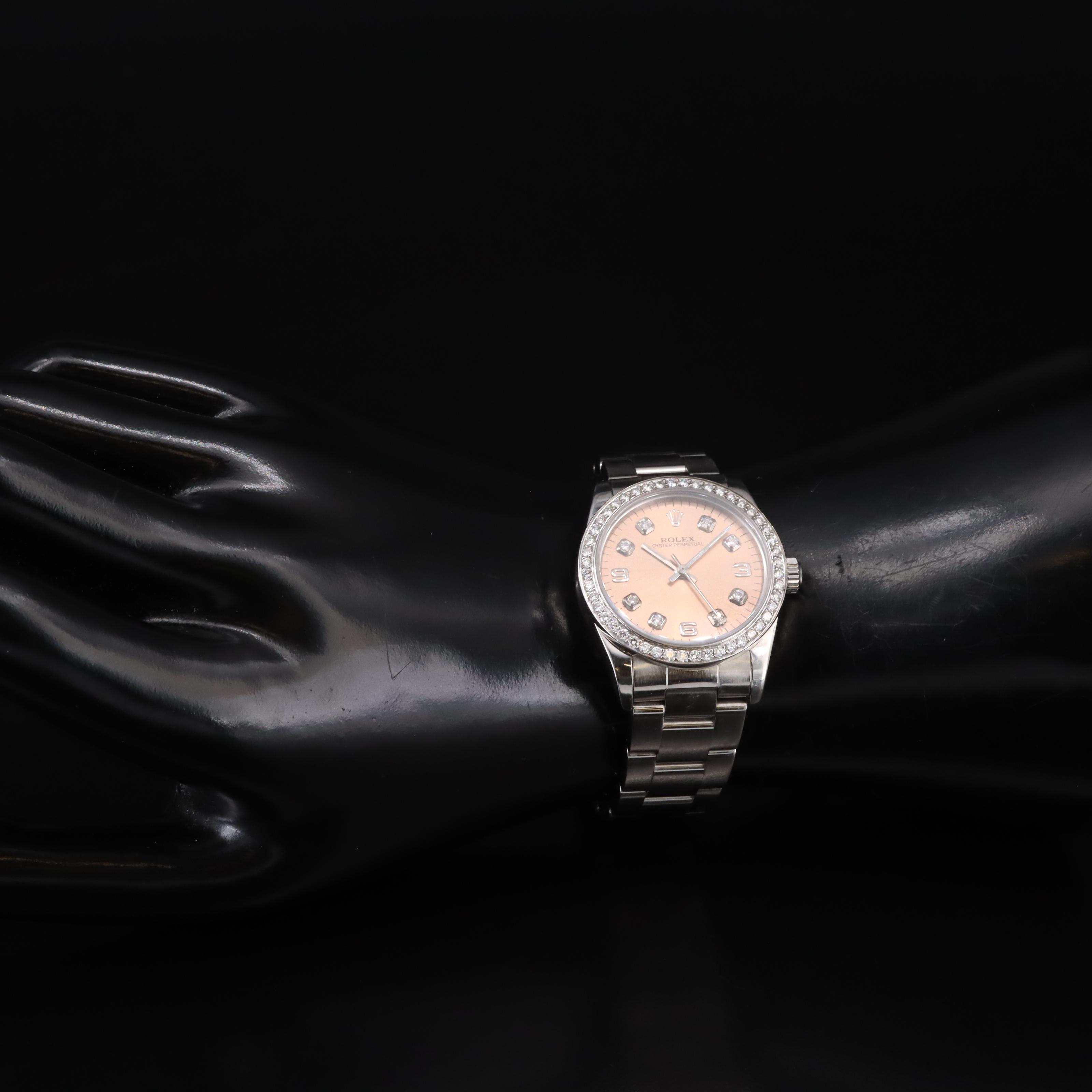 2004-2005 Rolex Oyster Perpetual 1.02 CTW Diamond Dial and Bezel Watch