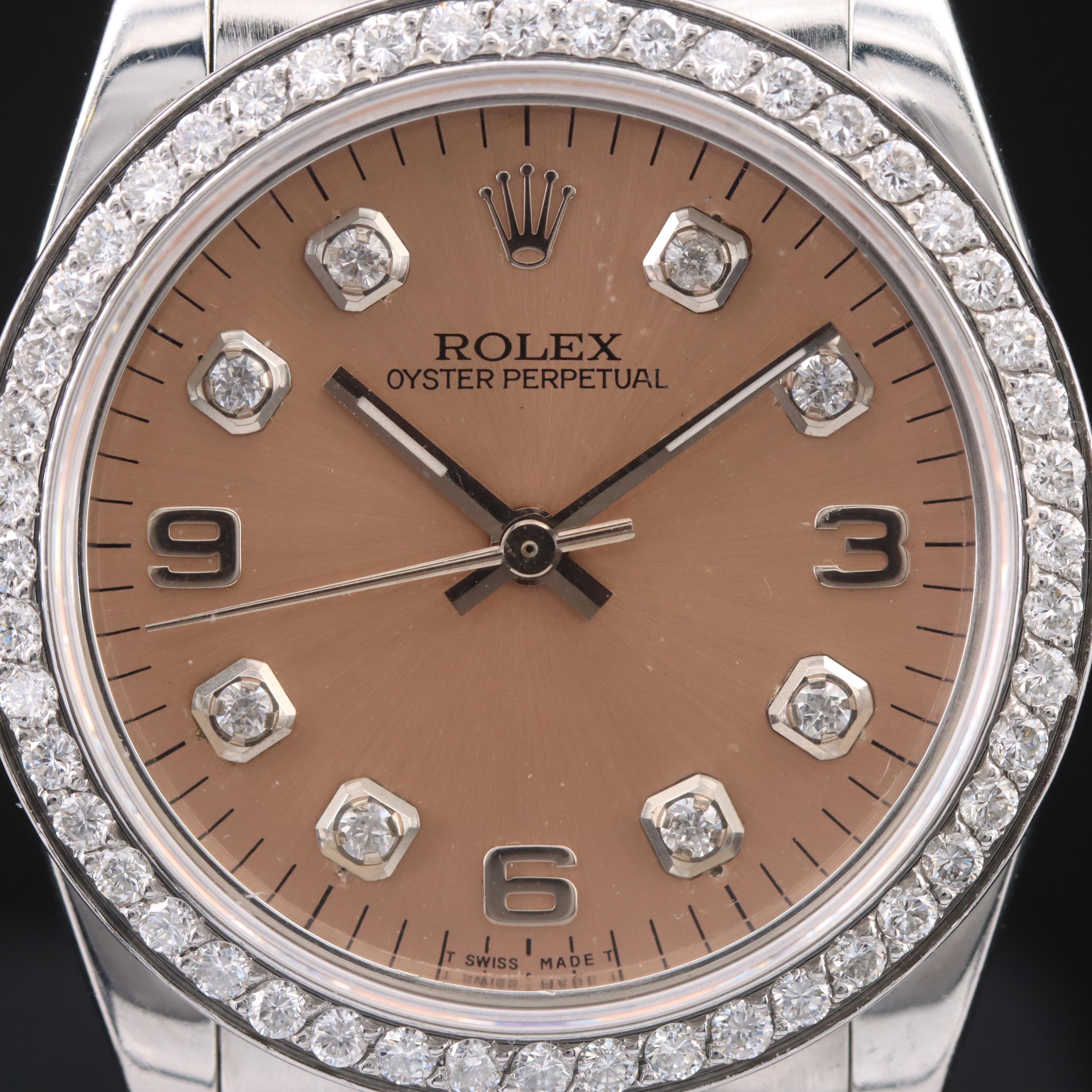 2004-2005 Rolex Oyster Perpetual 1.02 CTW Diamond Dial and Bezel Watch
