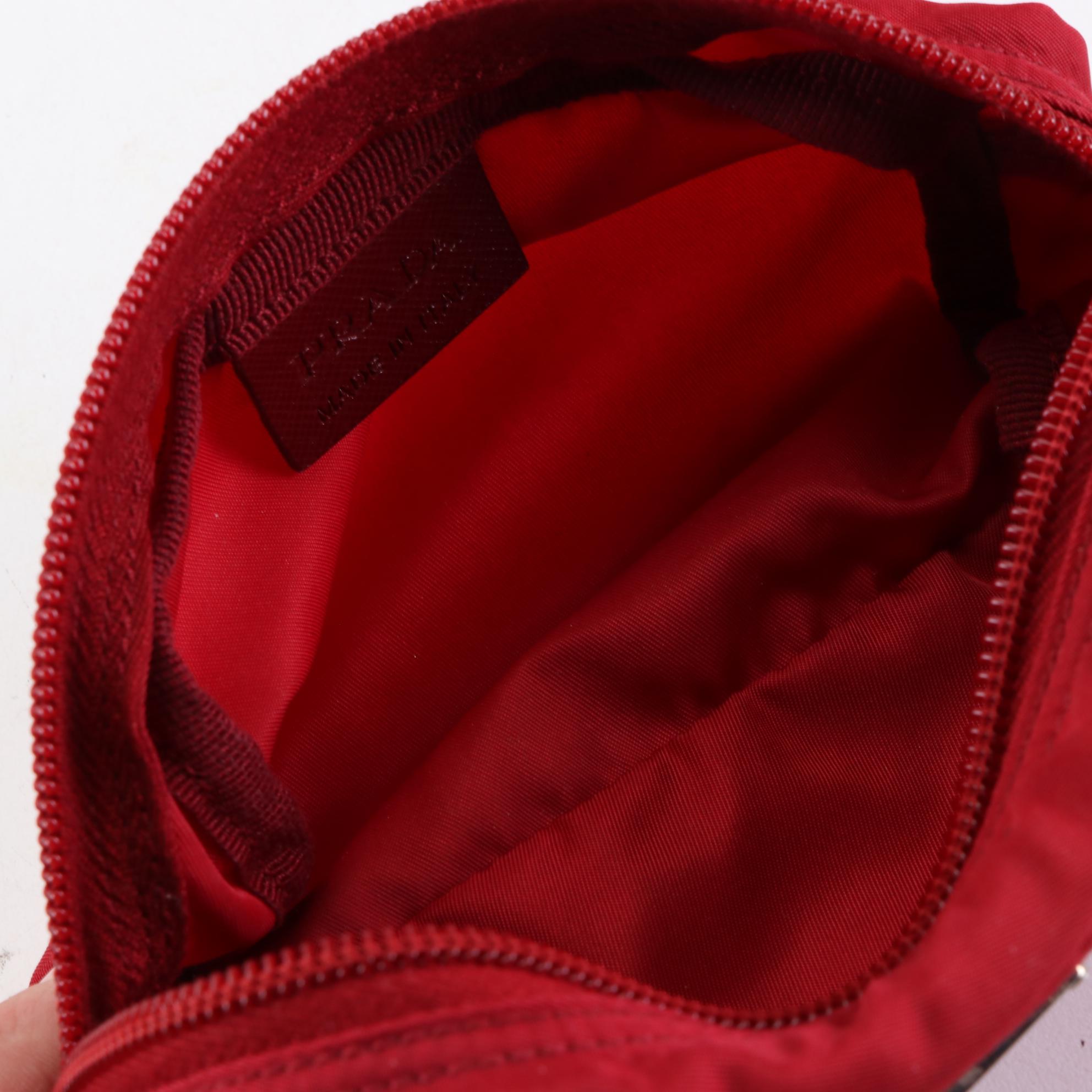 Prada Zip Pouch in Nylon with Saffiano Leather Trim