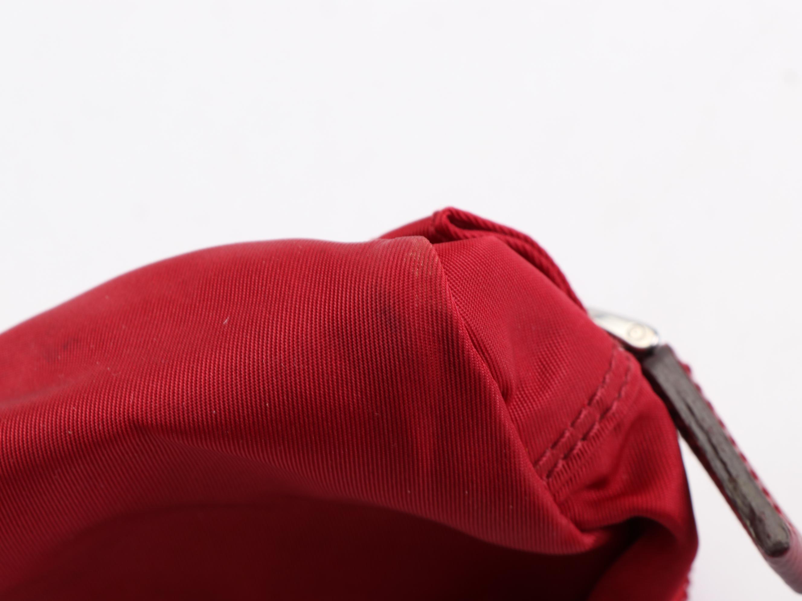 Prada Zip Pouch in Nylon with Saffiano Leather Trim