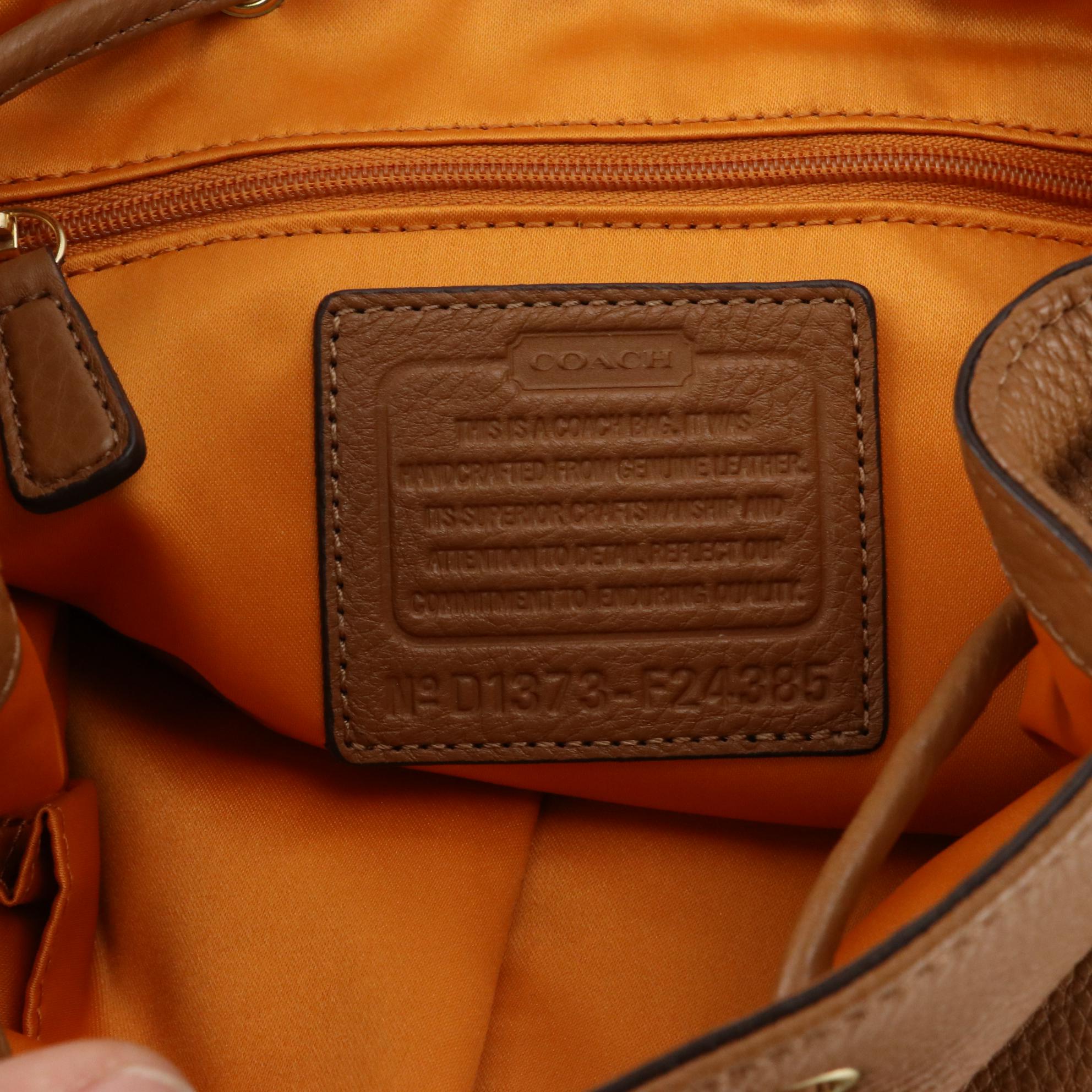 Coach Park Pebbled Backpack in British Tan Leather and Coach Two-Way Bucket Bag