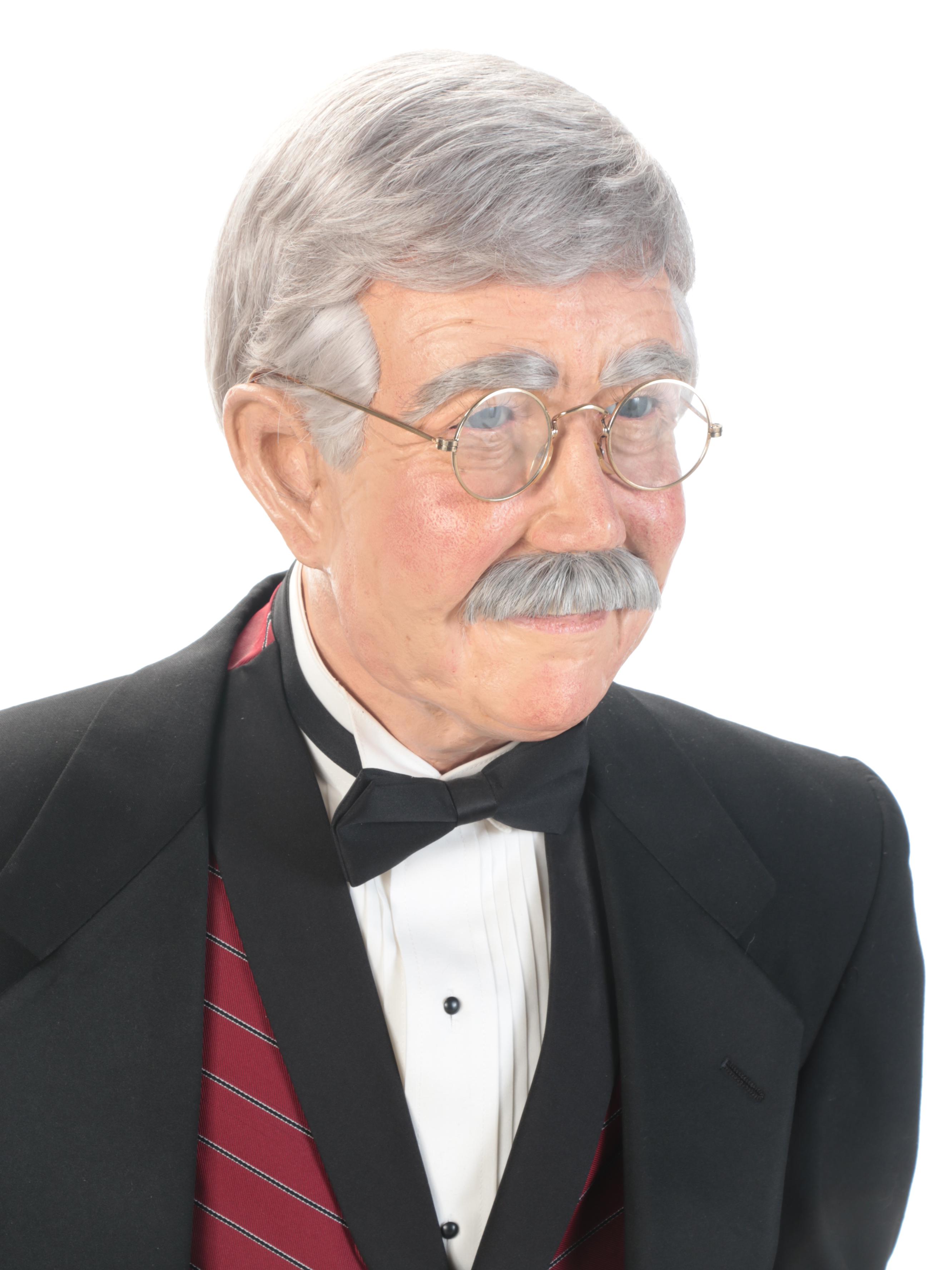 Hyper Realistic Life-Sized Mixed Media Sculpture of Butler With Serving Tray