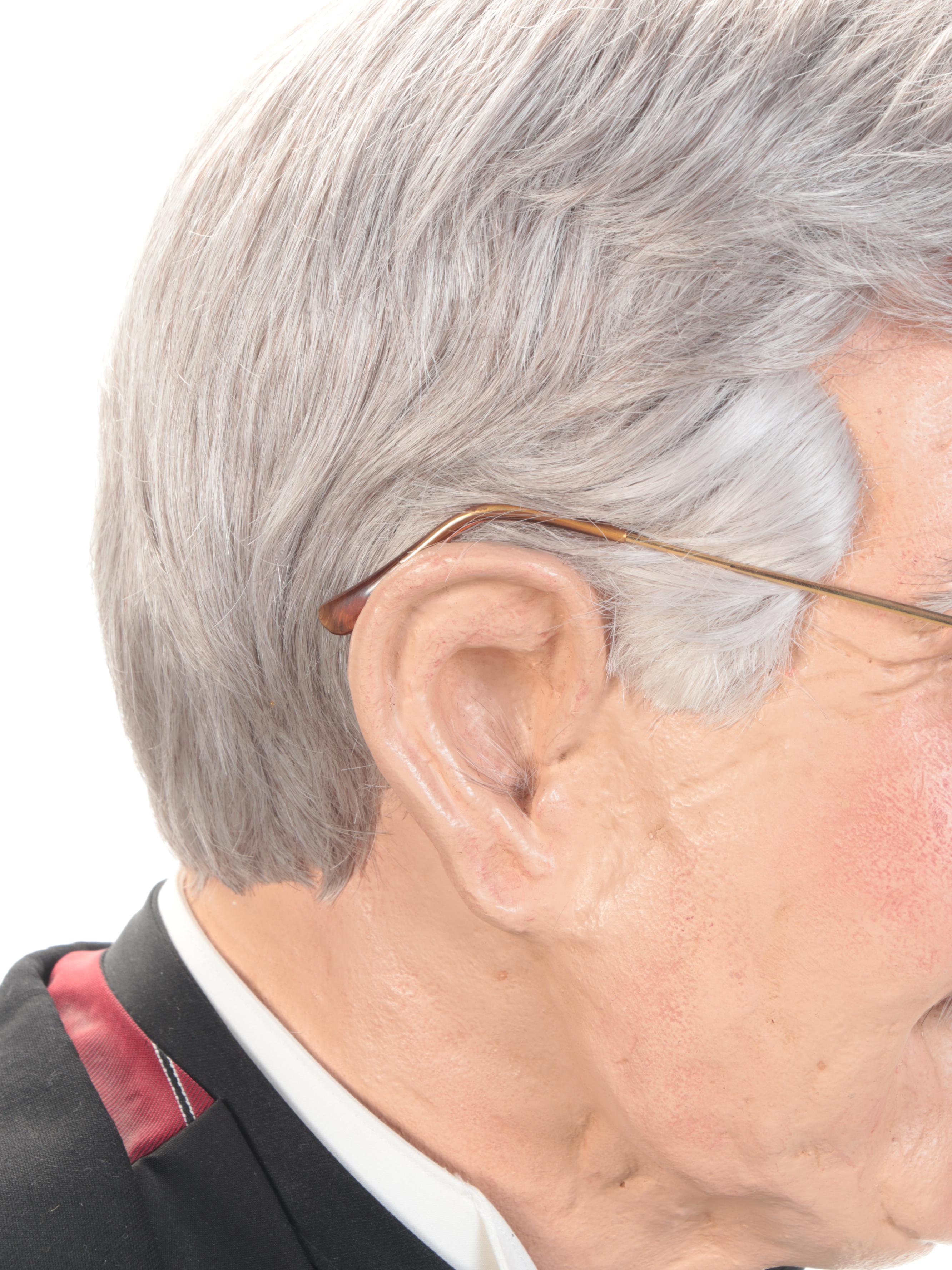 Hyper Realistic Life-Sized Mixed Media Sculpture of Butler With Serving Tray