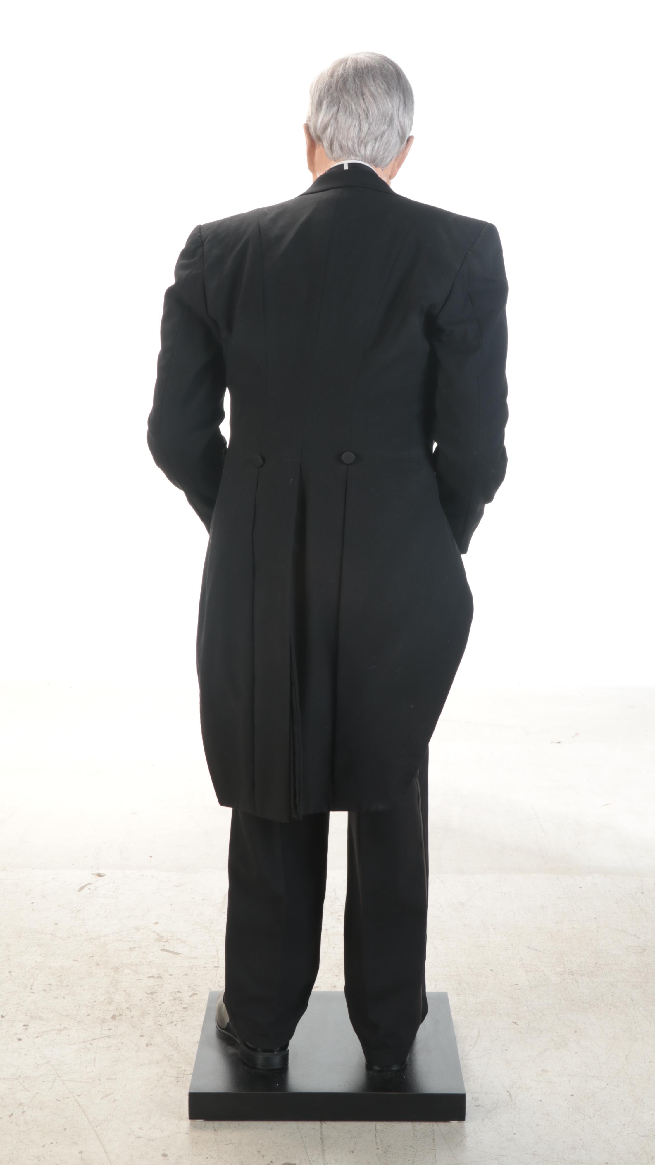 Hyper Realistic Life-Sized Mixed Media Sculpture of Butler With Serving Tray